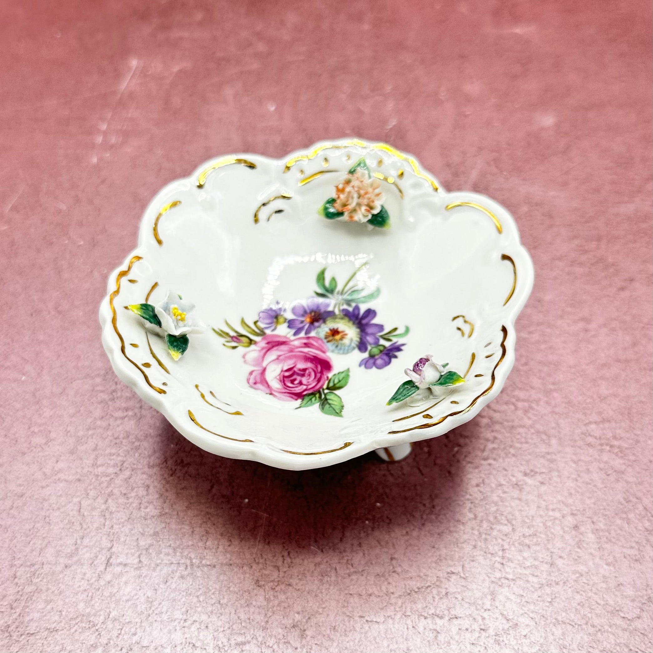 Floral Footed Porcelain Flower Bowl