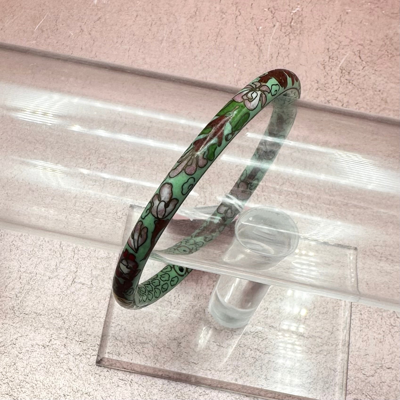 Vintage Pastel Green Cloisonne Bangle