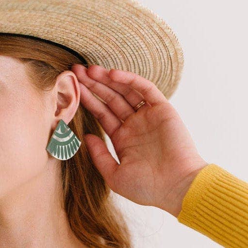 Dark Green Tile Earrings