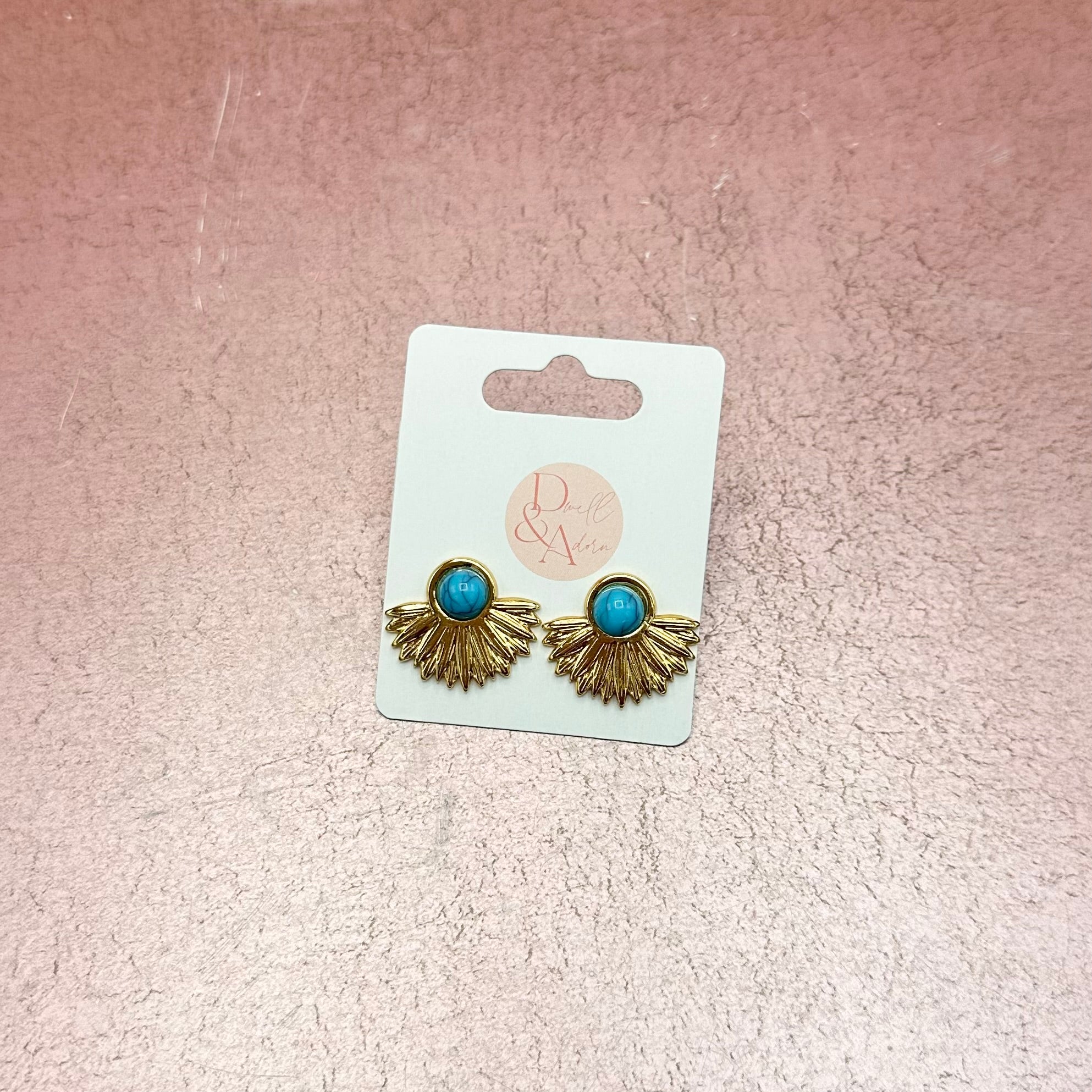Turquoise Stone w/ Starburst Earrings