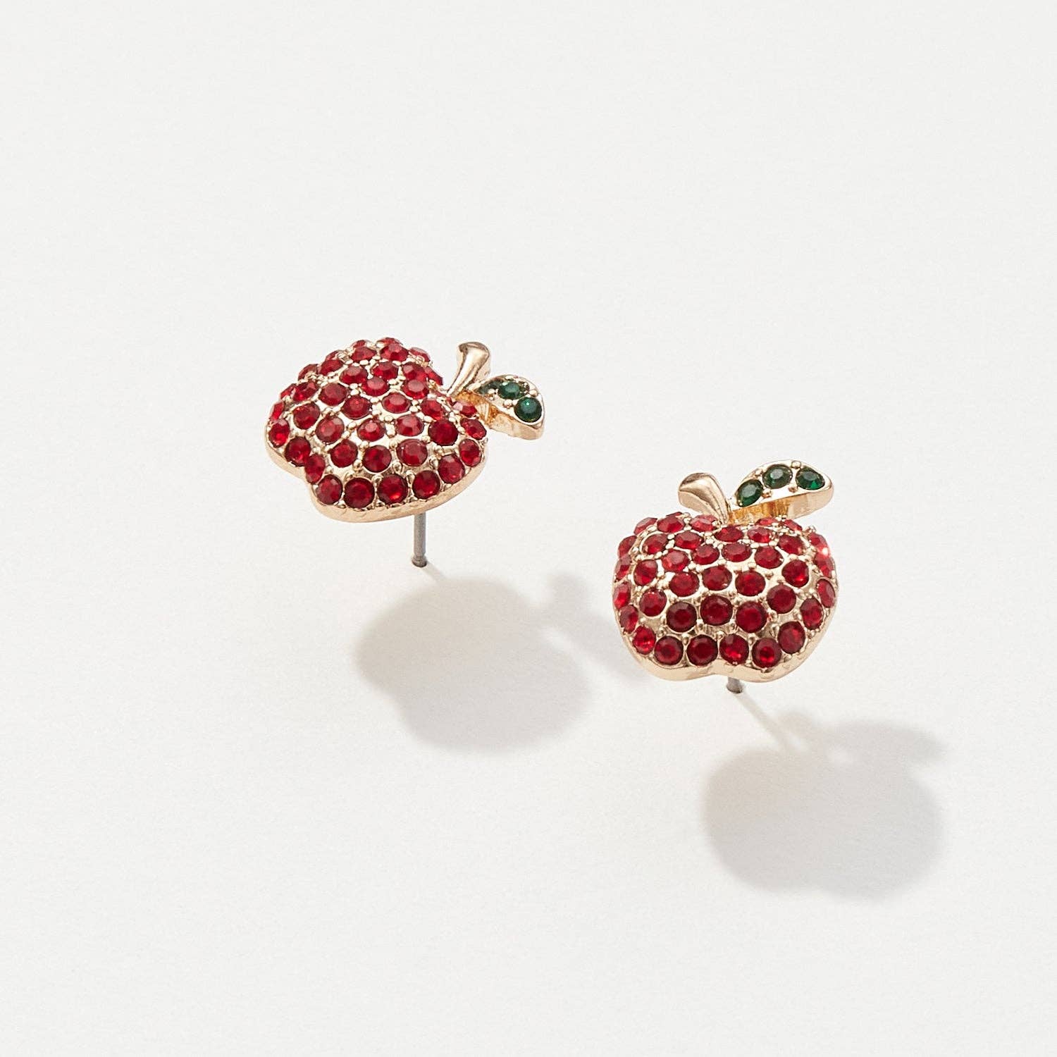 Rhinestone Apple Stud Earrings