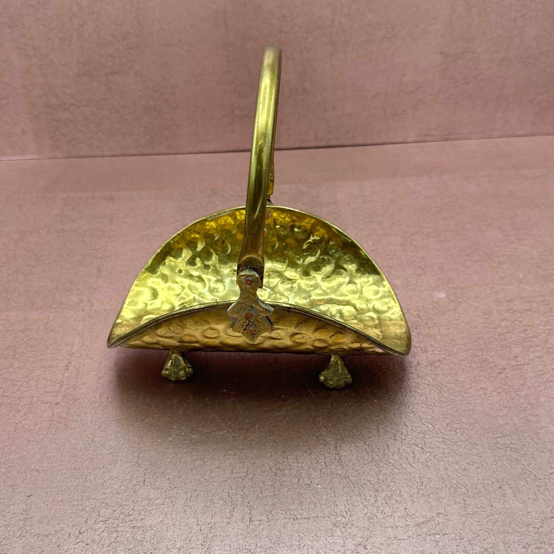 Brass Lion Footed Mini Firewood Basket