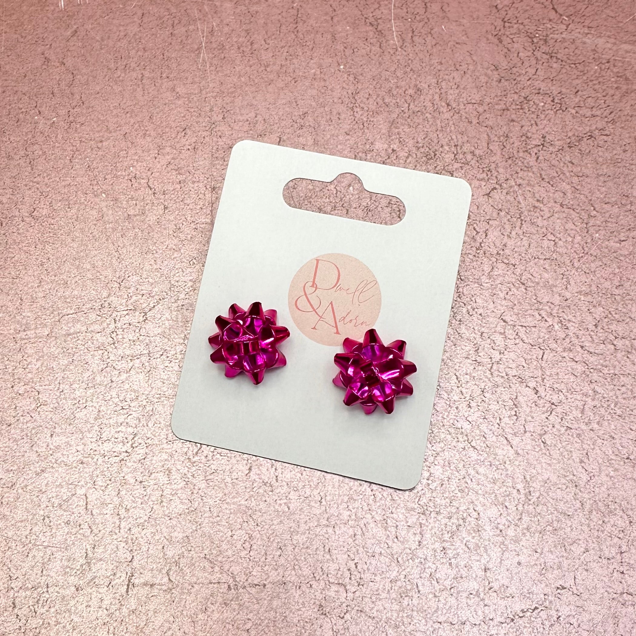 Metallic Present Bow Stud Earrings