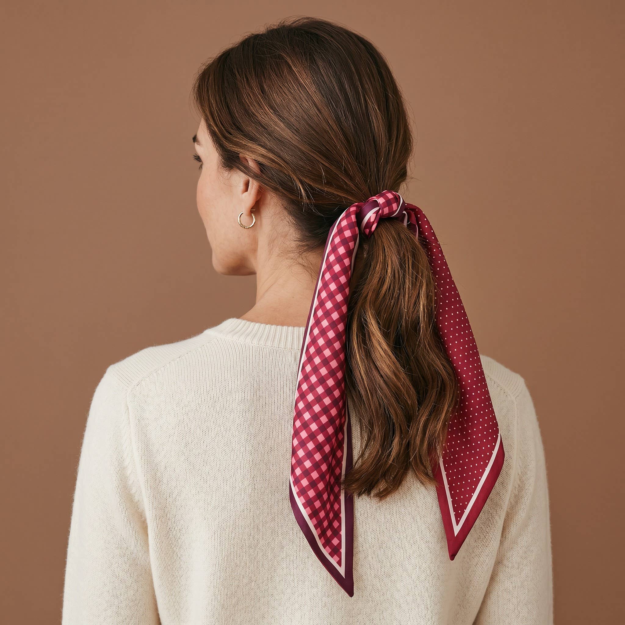 Twirl Scarf Gingham Burgundy