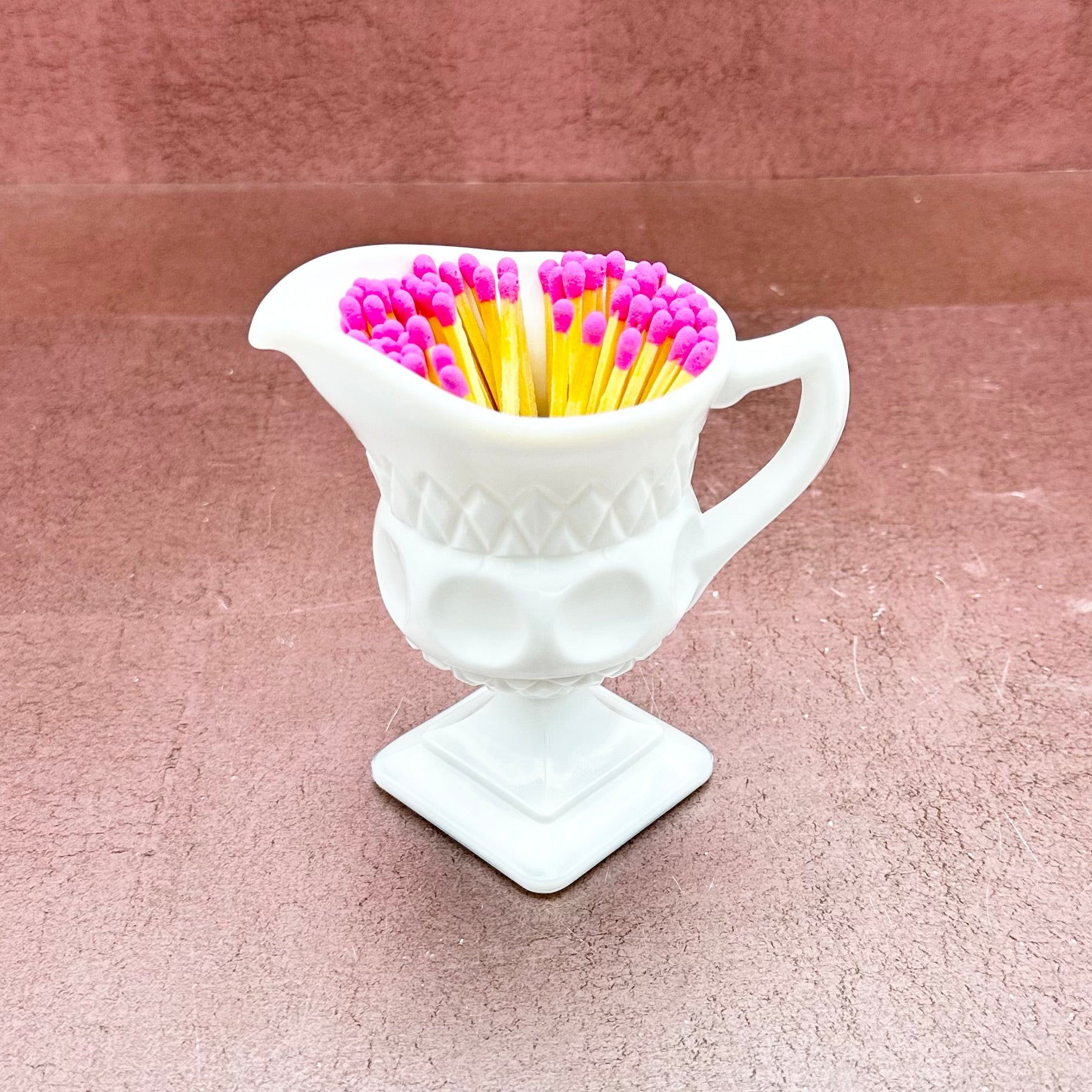 Milk Glass Pedestal Creamer Match Striker