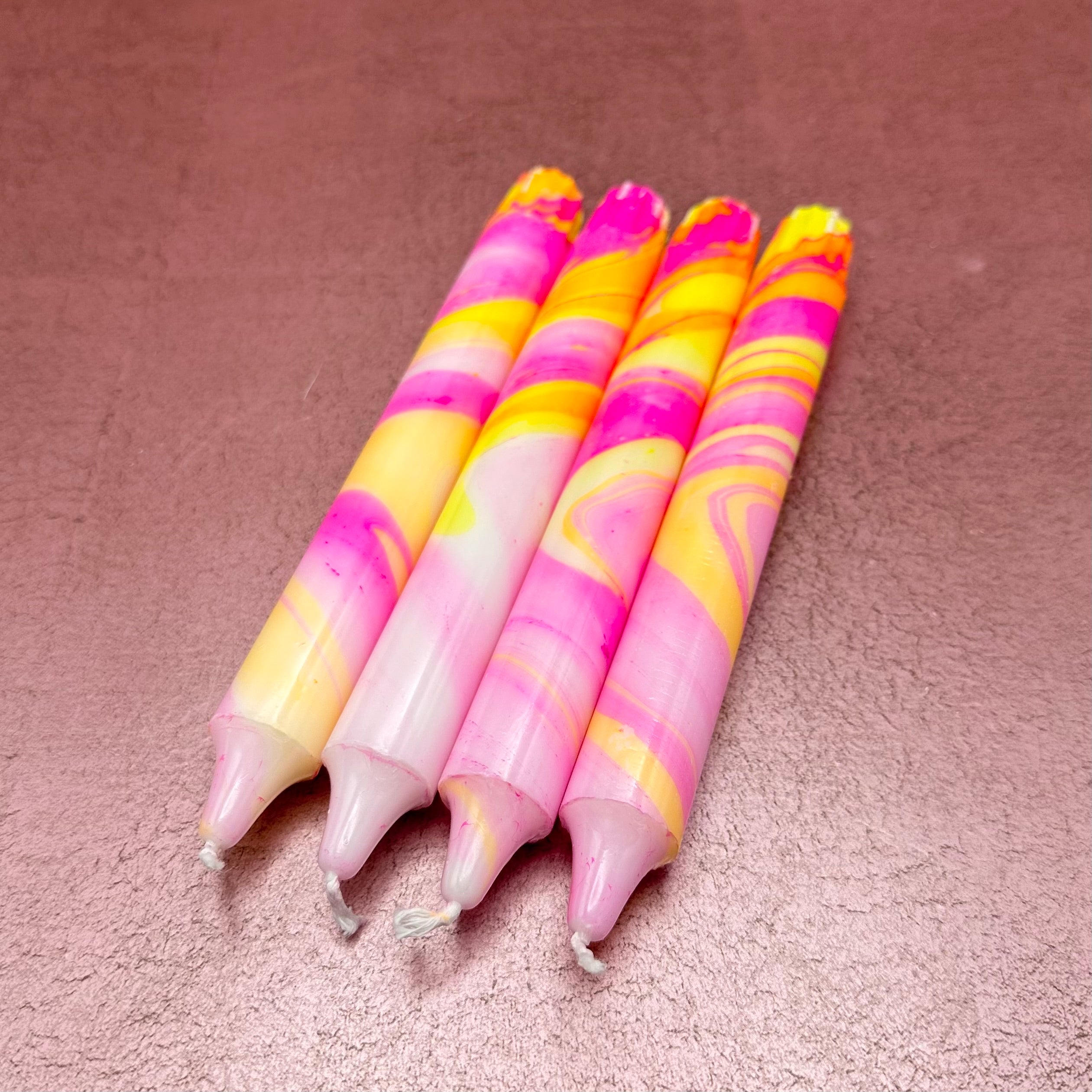 Tapered Marble Candles Set of 4