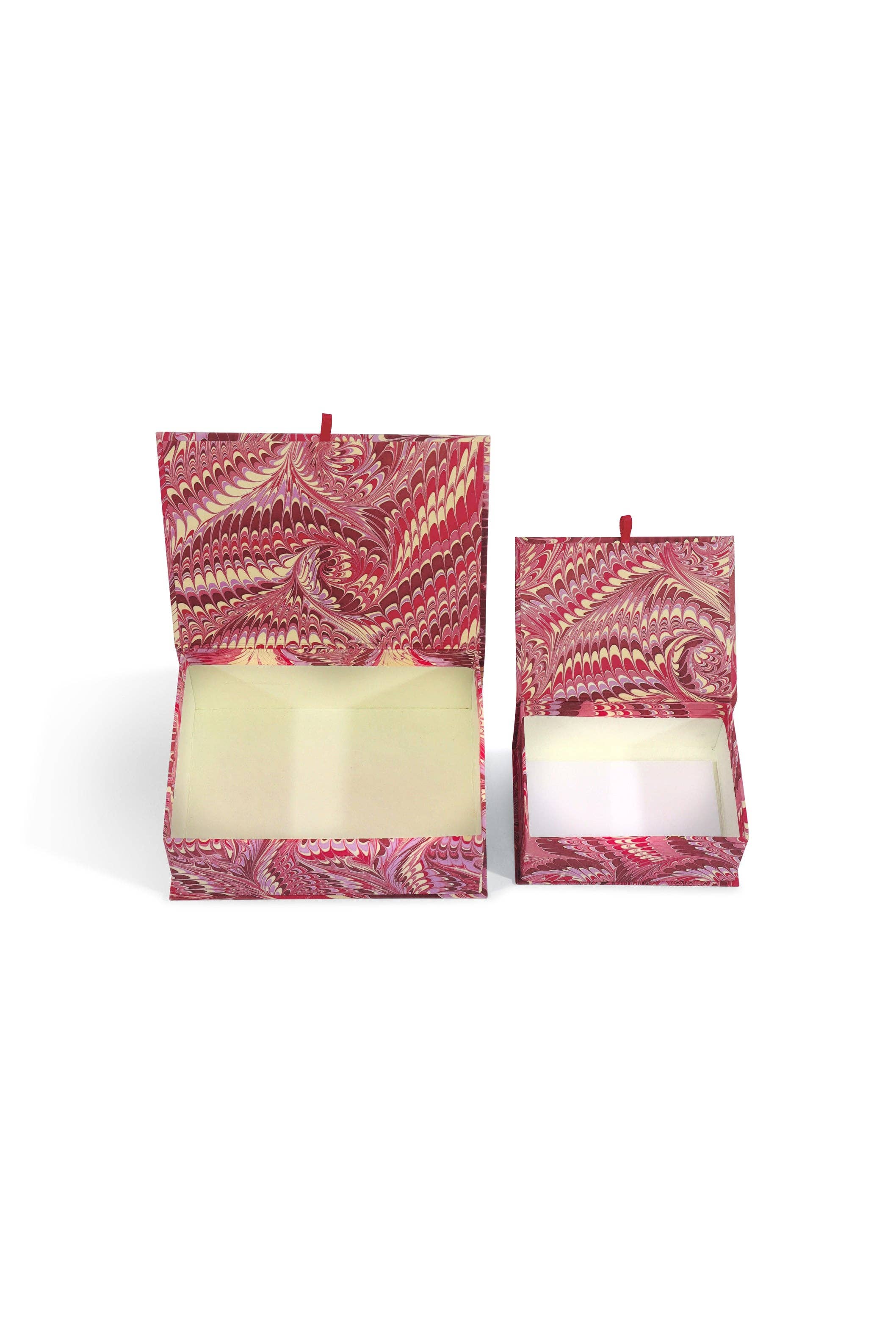 Hand-Marbled Keepsake Box Set in Florentine Pink