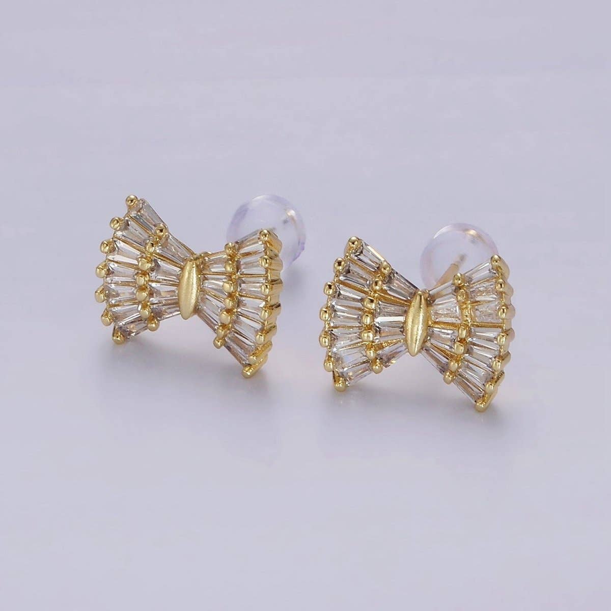 Clear CZ Bow Stud Earrings
