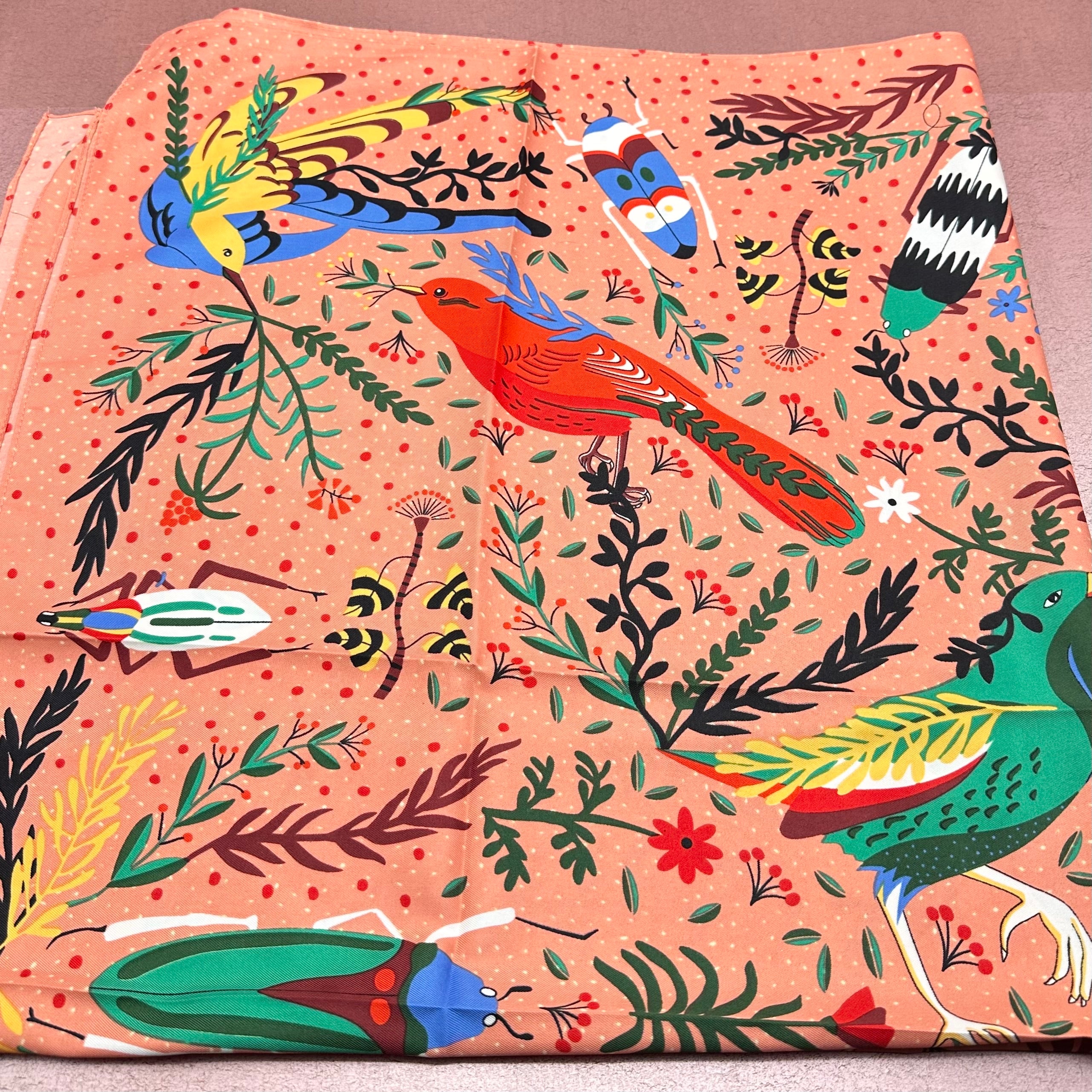 Bird & Beetle Coral Scarf