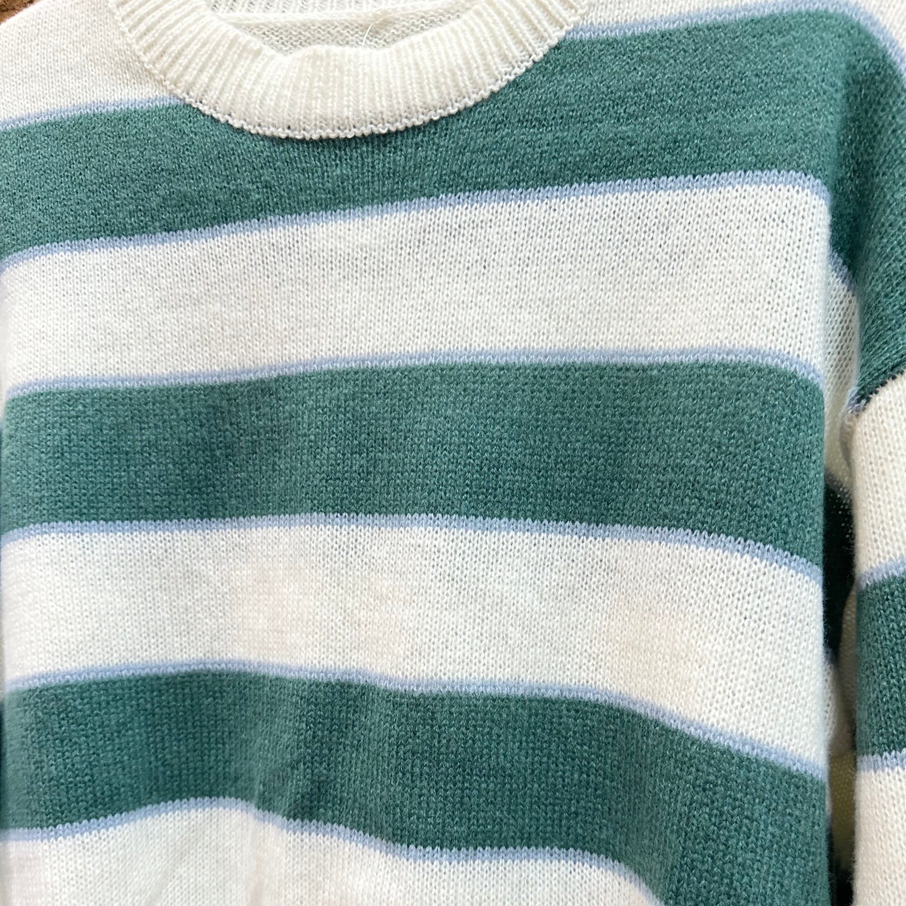 Striped Color Block Crewneck Sweater