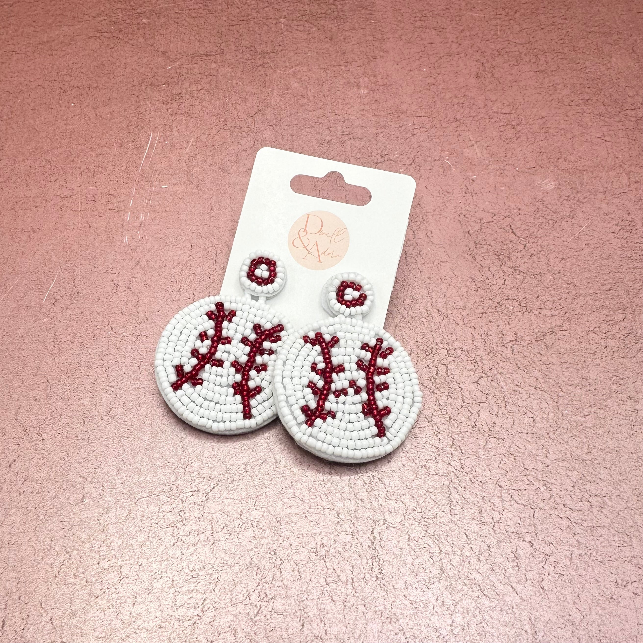 Beaded Baseball Earrings