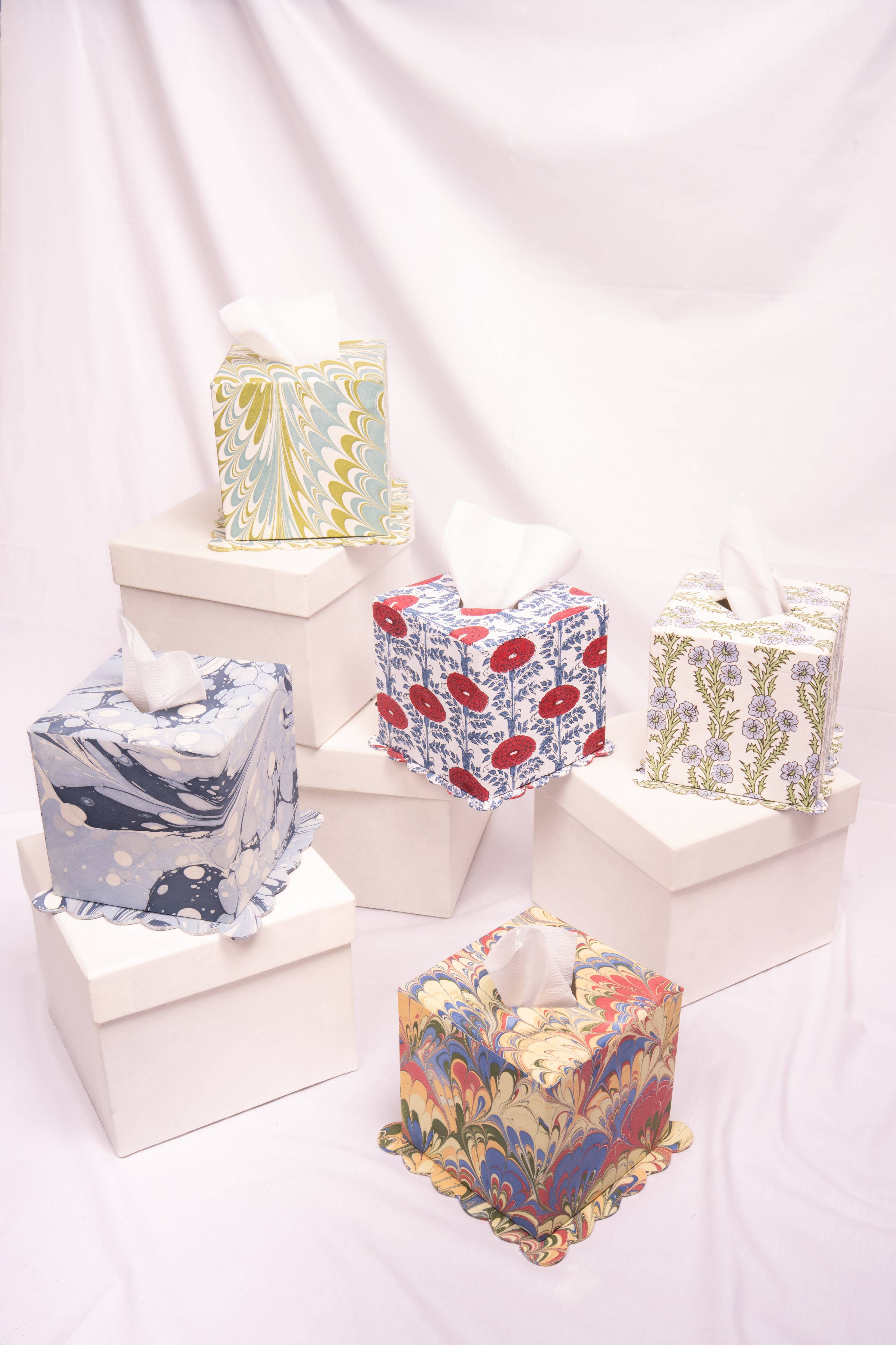 Marbled Scallop Tissue Box Cover Robin Blue