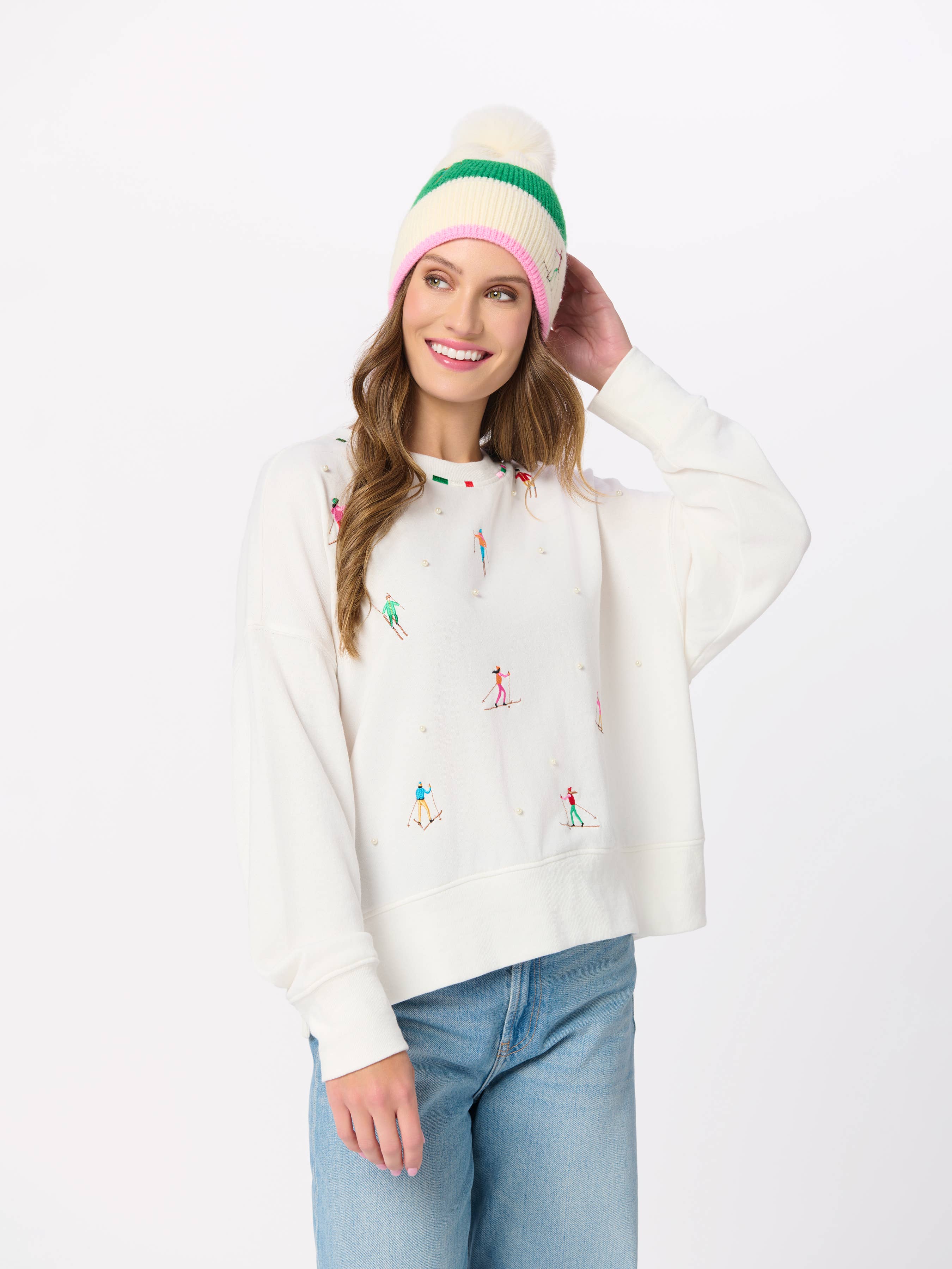 Skiers with Pearls Relaxed Sweatshirt