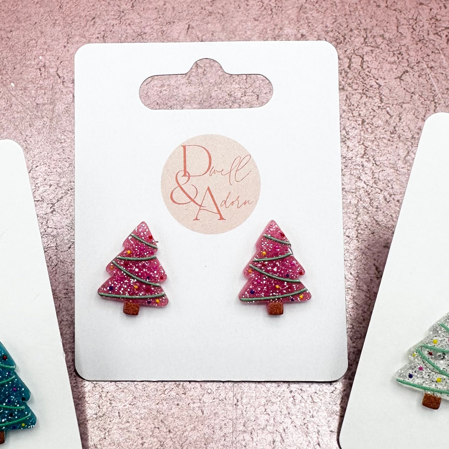 Festive Holiday Tree Acrylic Stud Earrings