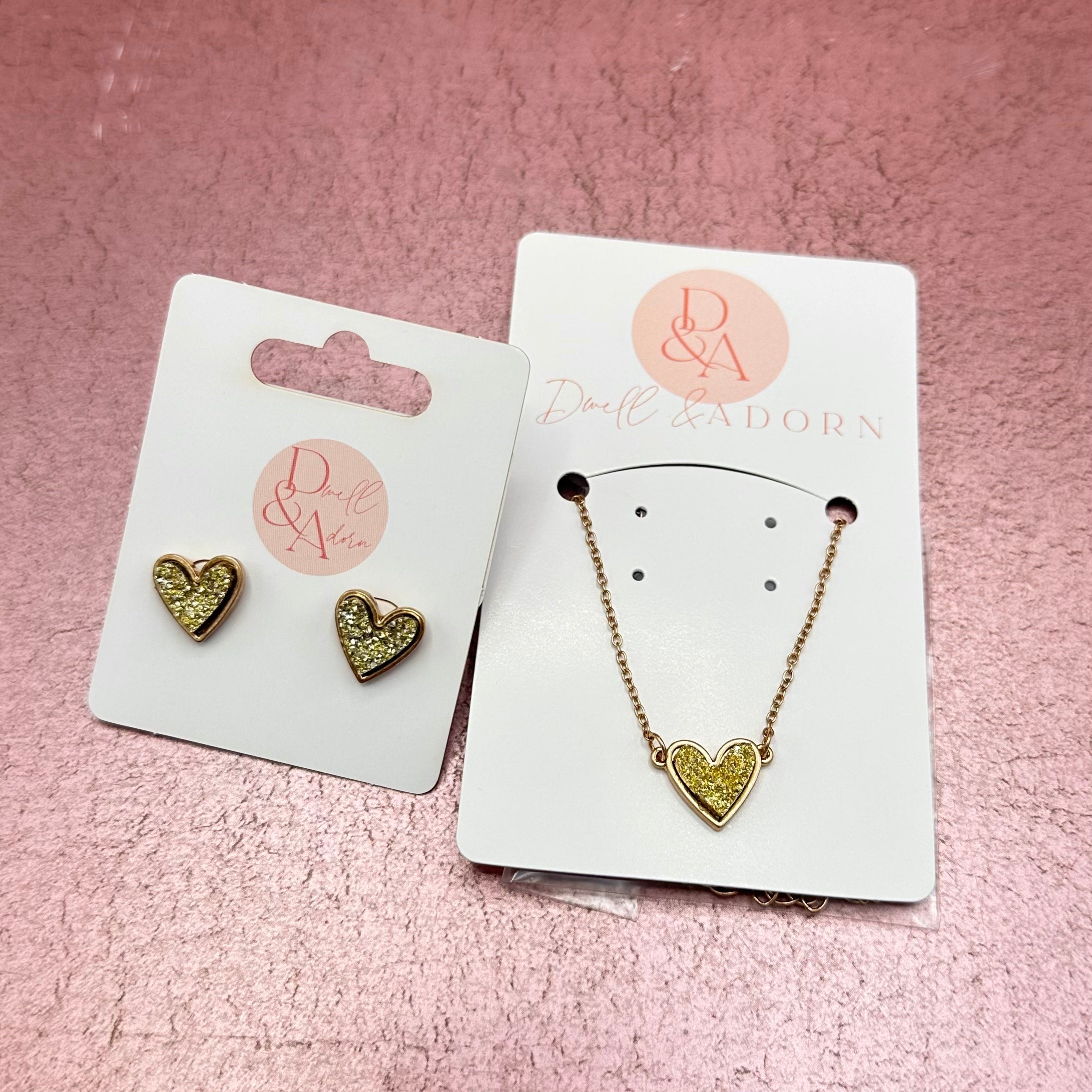 Druzy Heart Stud Earrings