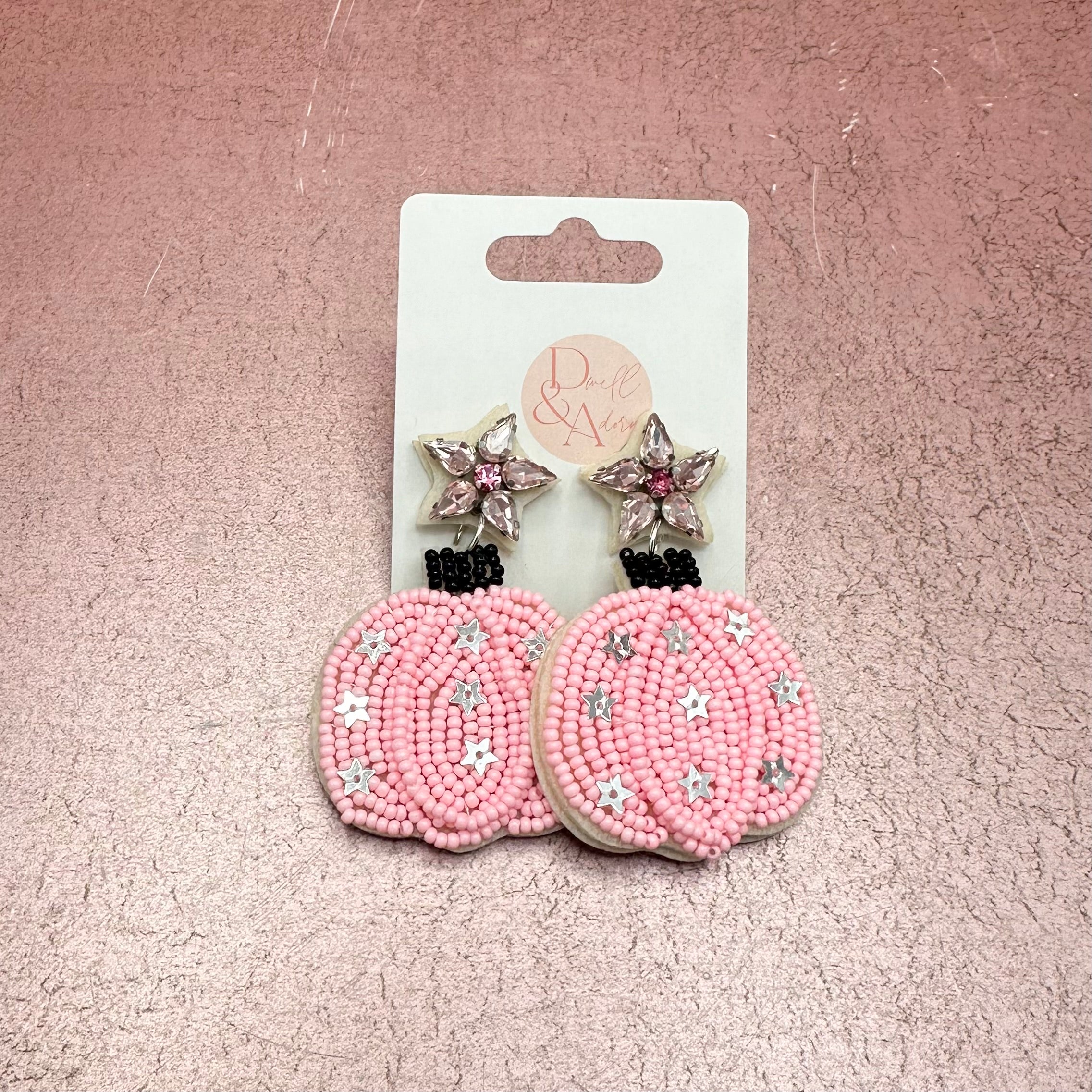 Star Pumpkin Seed Bead Earrings