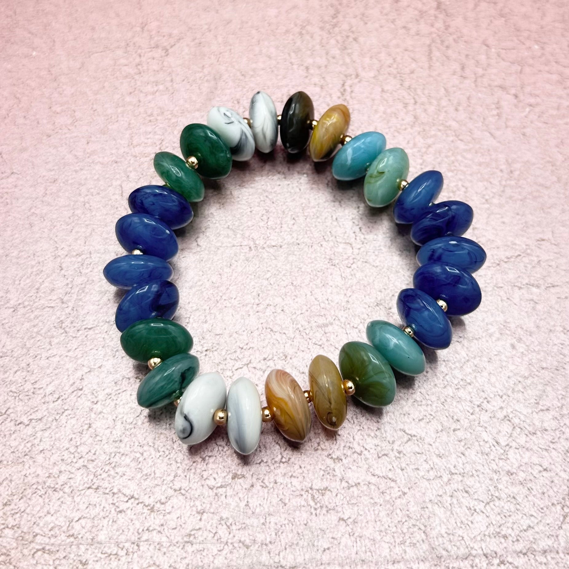 Colorful Oval Disc Bead Stretch Bracelet