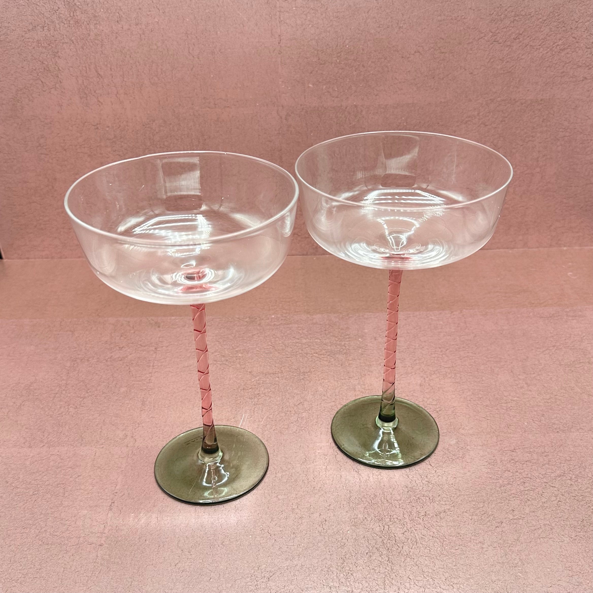 Vicenza Coupe Glass Green & Pink