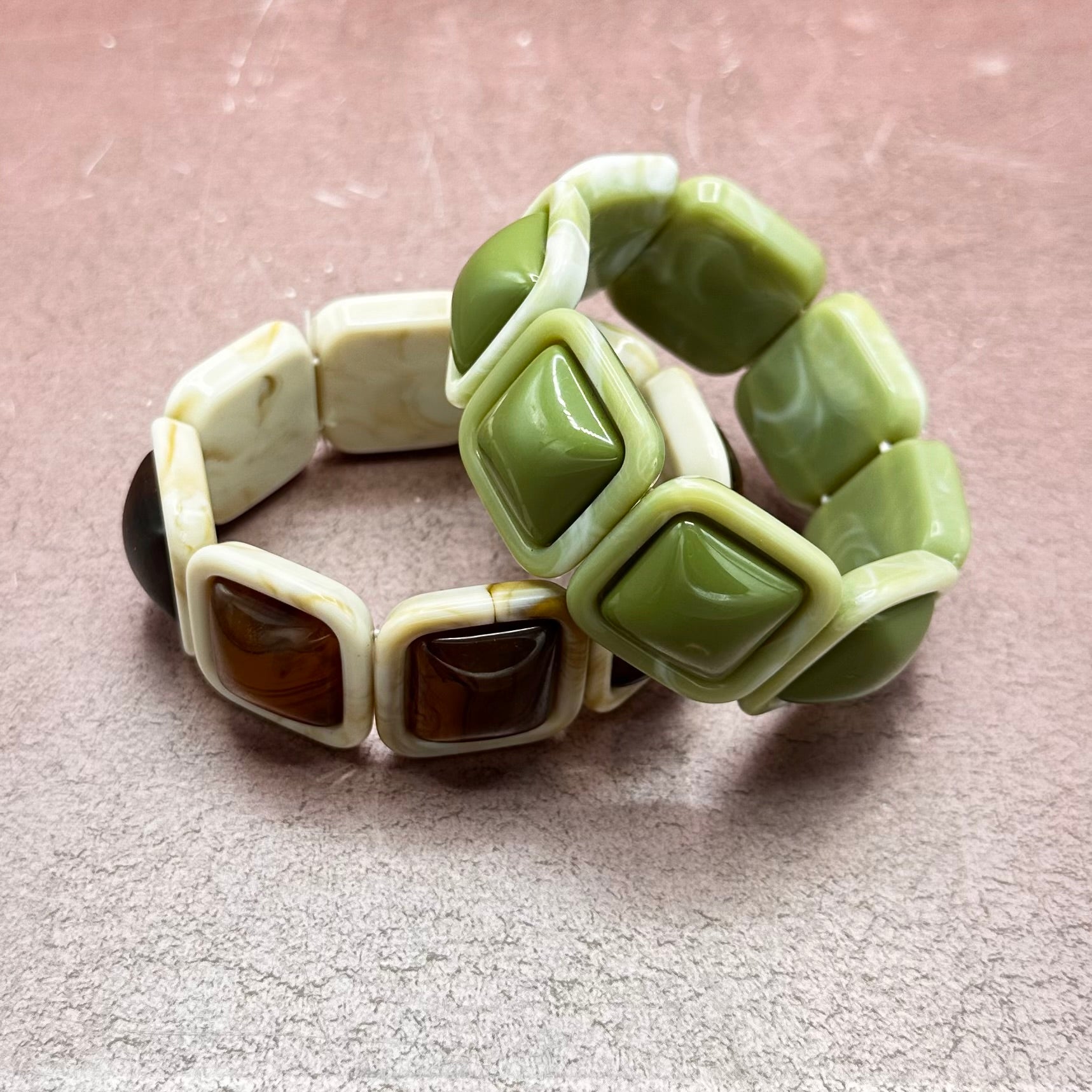 Chunky Square Resin Stretch Bracelet