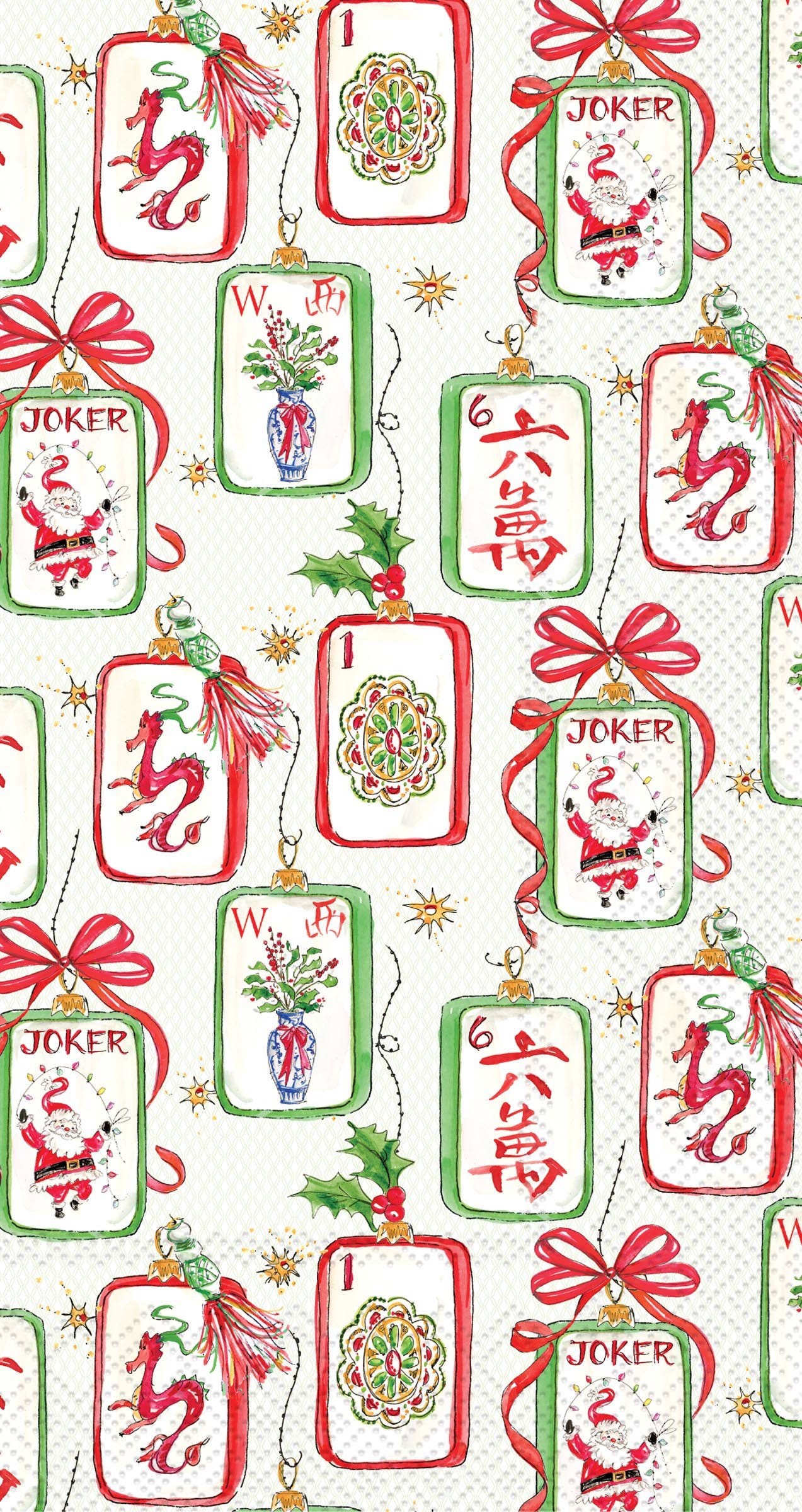 Mahjong & Santa Paper Guest Towel Napkins