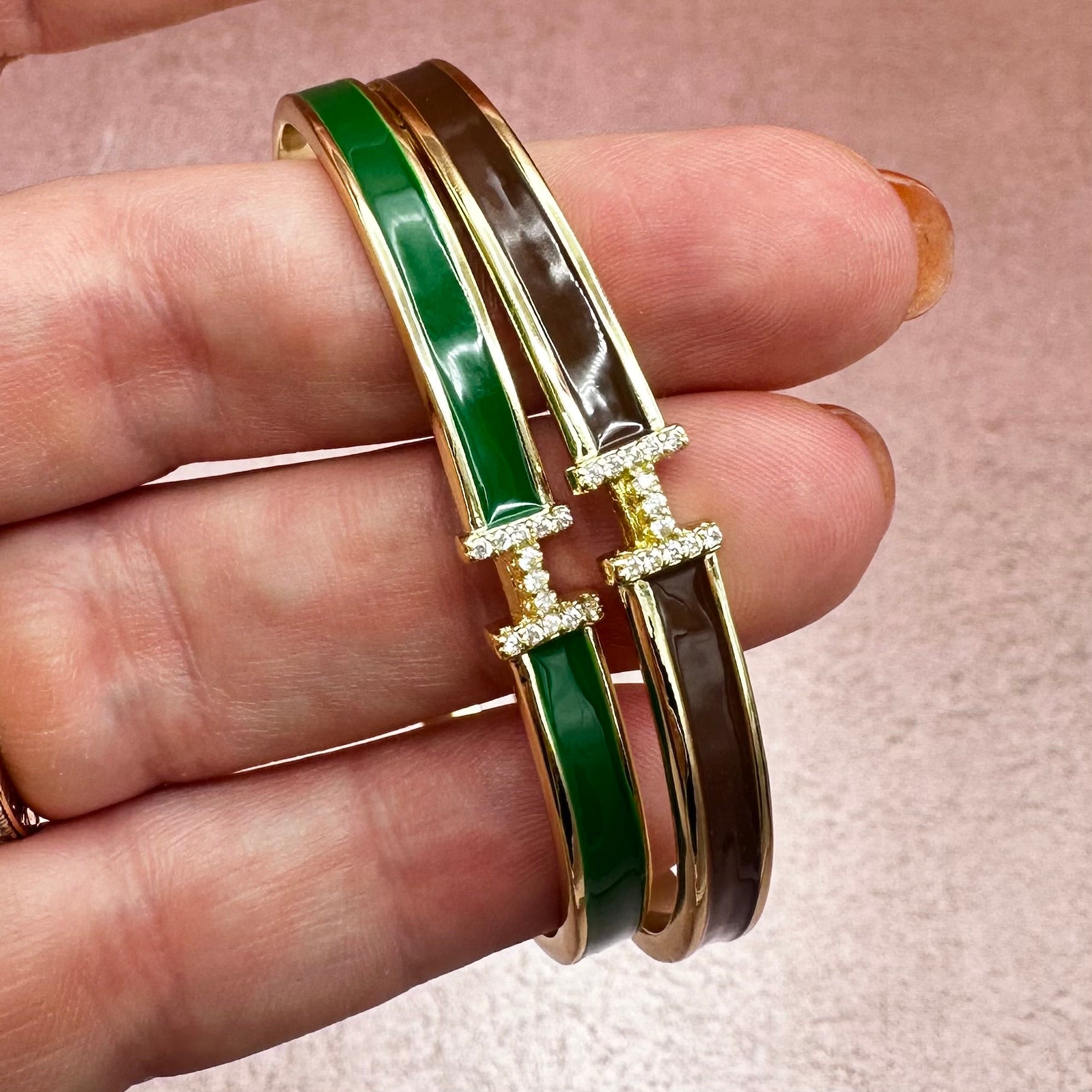 Enamel H Cuff Bracelet