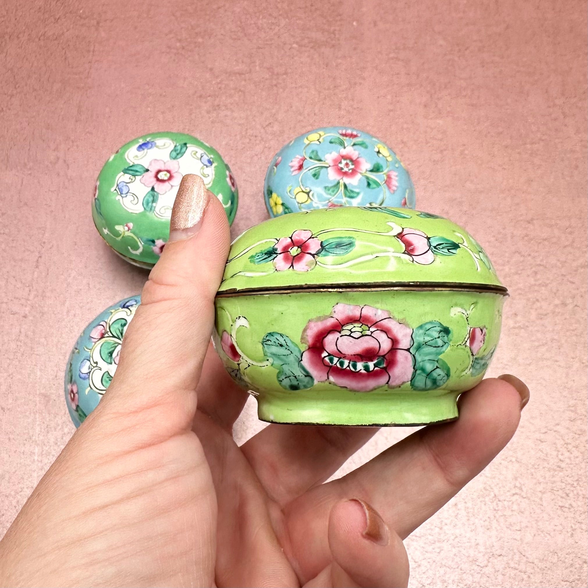 Cloisonné Enamel Sphere Lidded Trinket Box