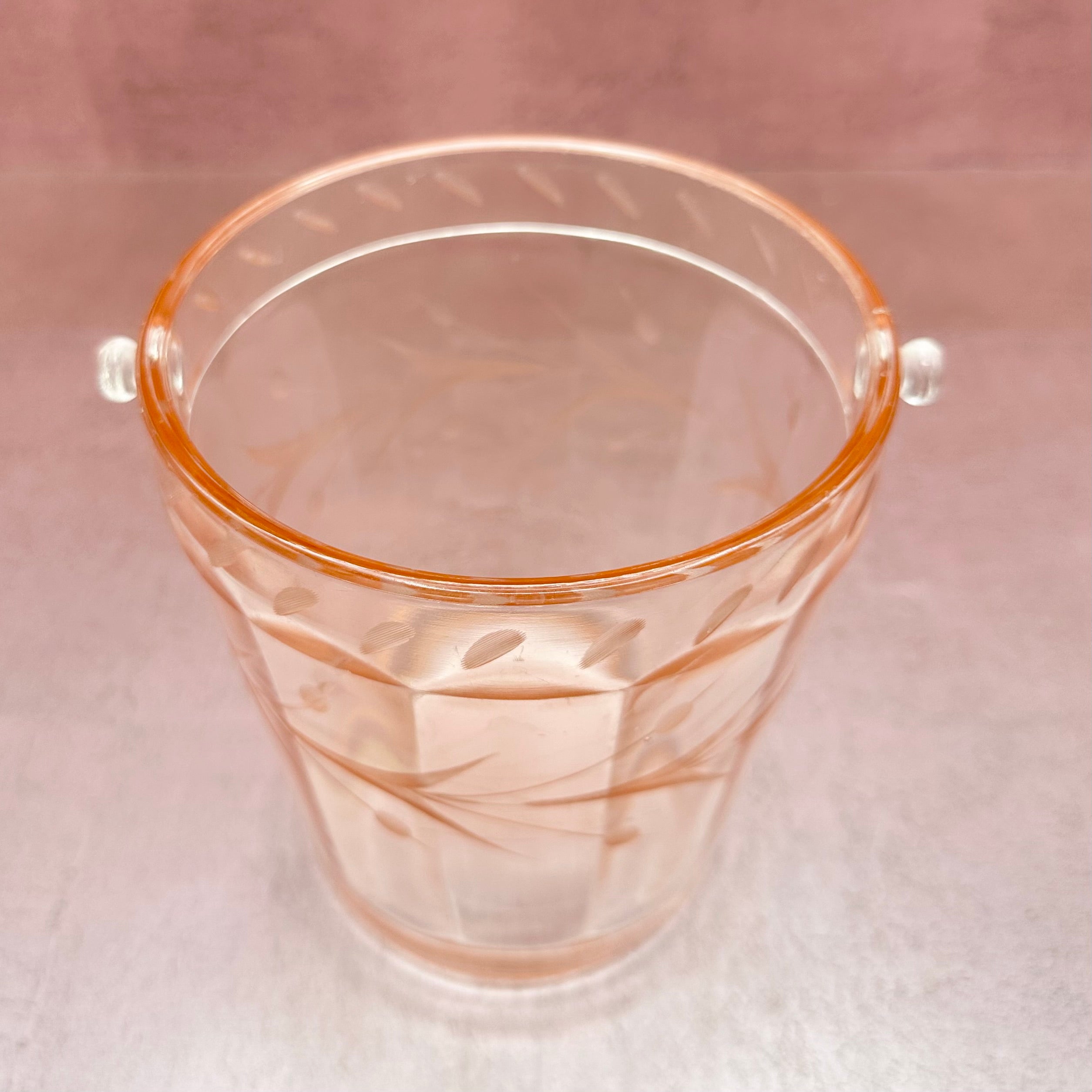 Vintage Pink Etched Design Ice Bucket