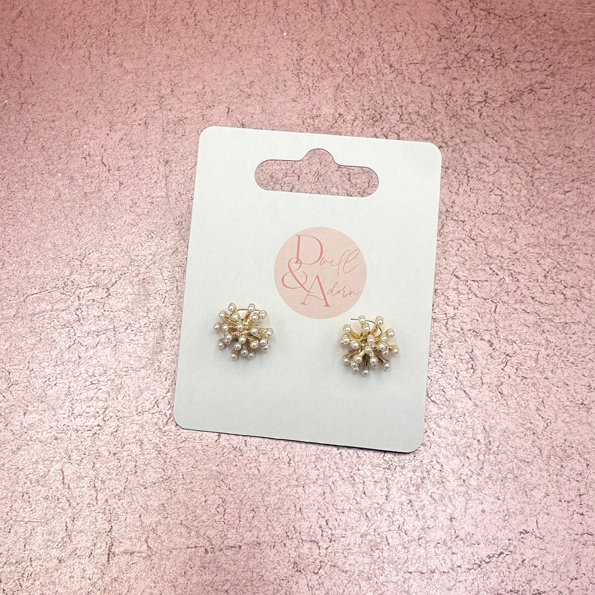 Faux Pearl Starburst Stud Earrings