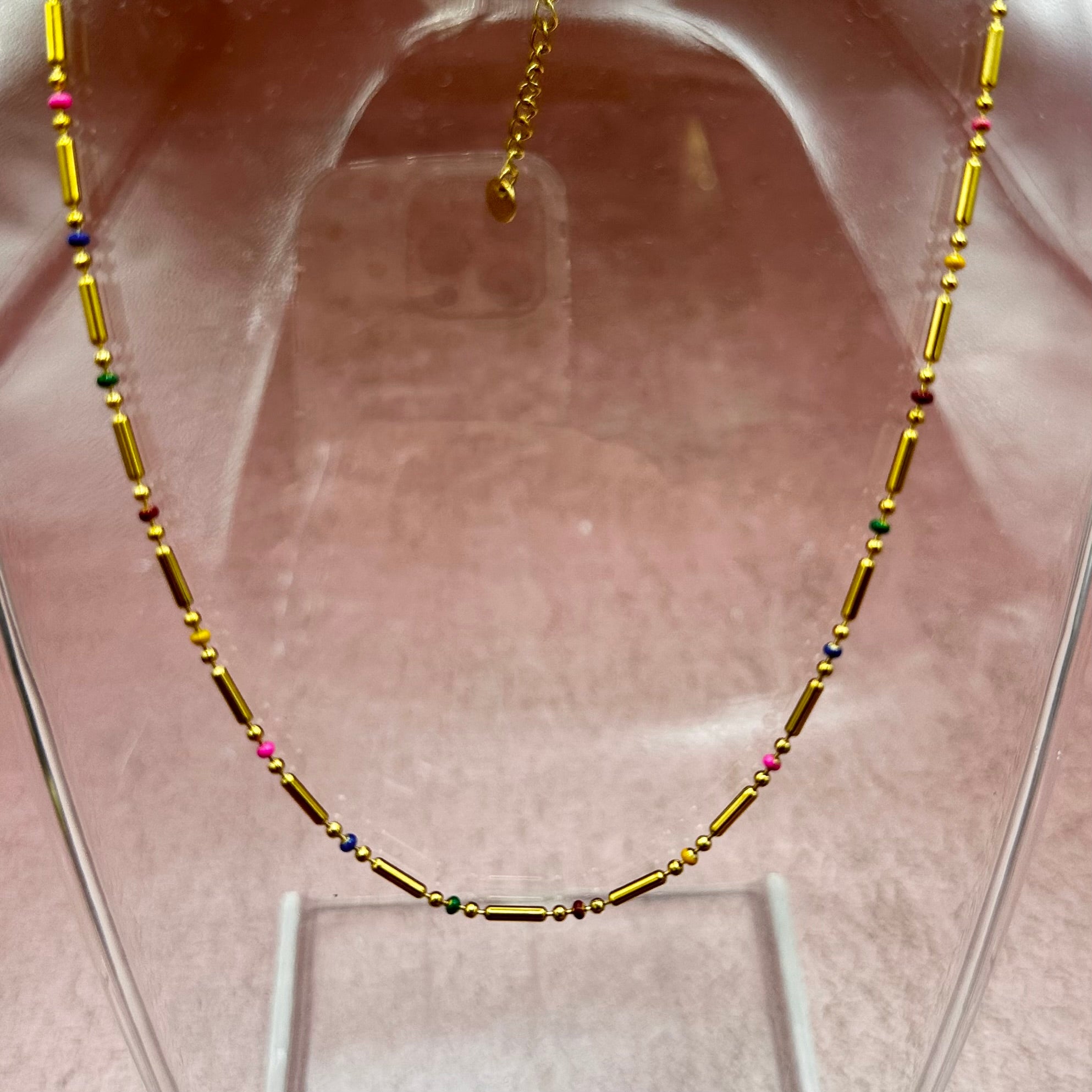 Gold and Multicolor Bead Necklace