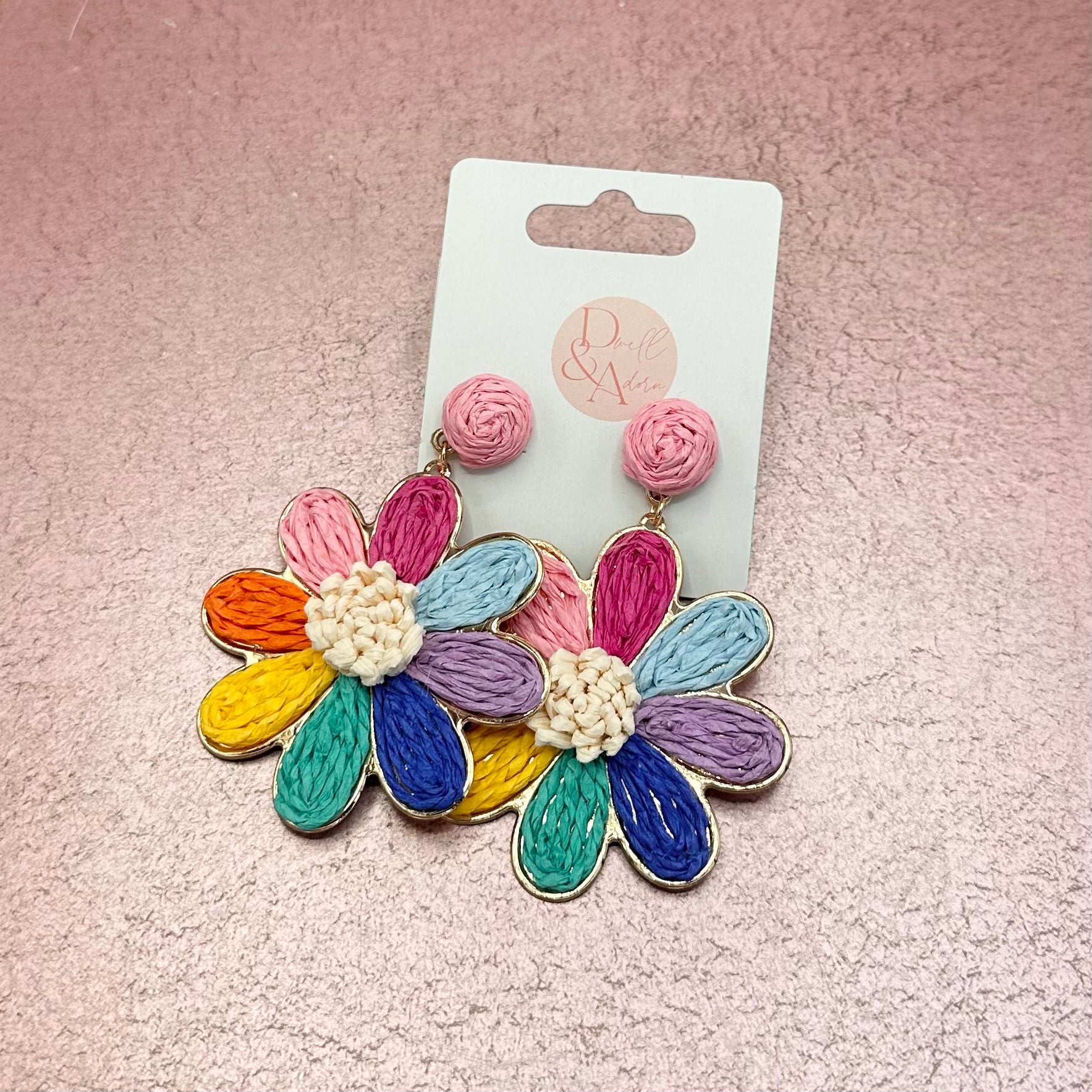Raffia Summer Flower Earrings