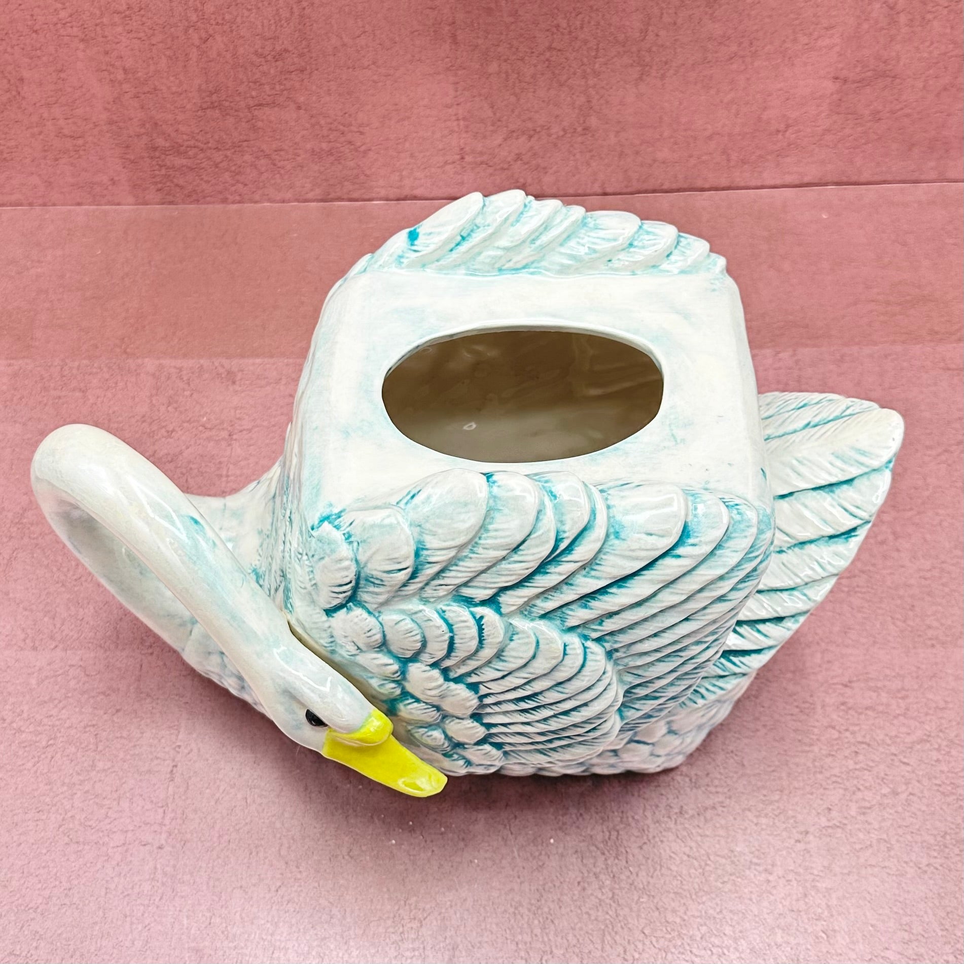 Aqua Vintage Swan Tissue Box Holder