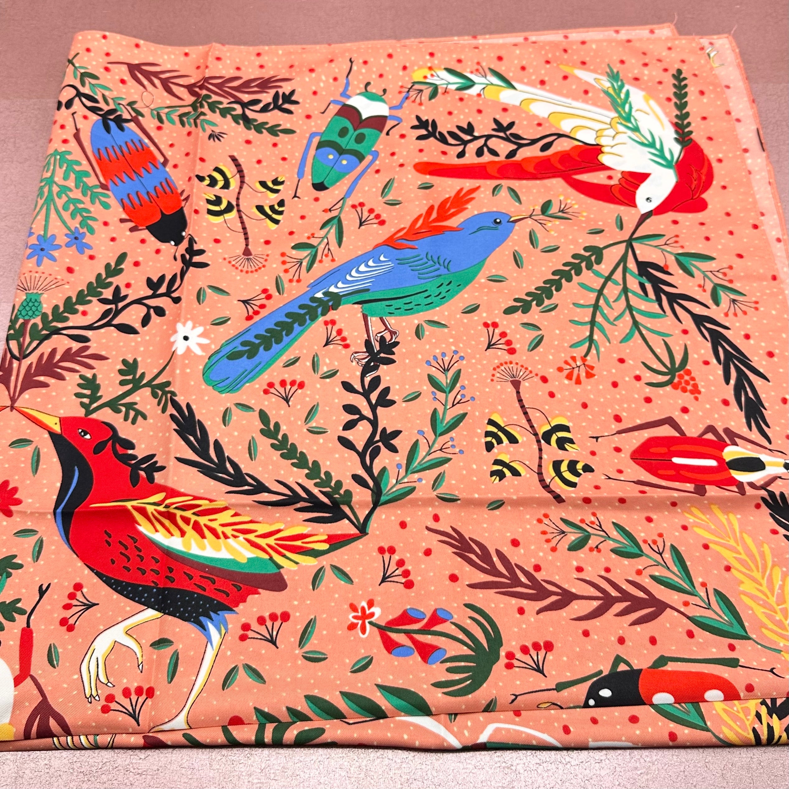 Bird & Beetle Coral Scarf