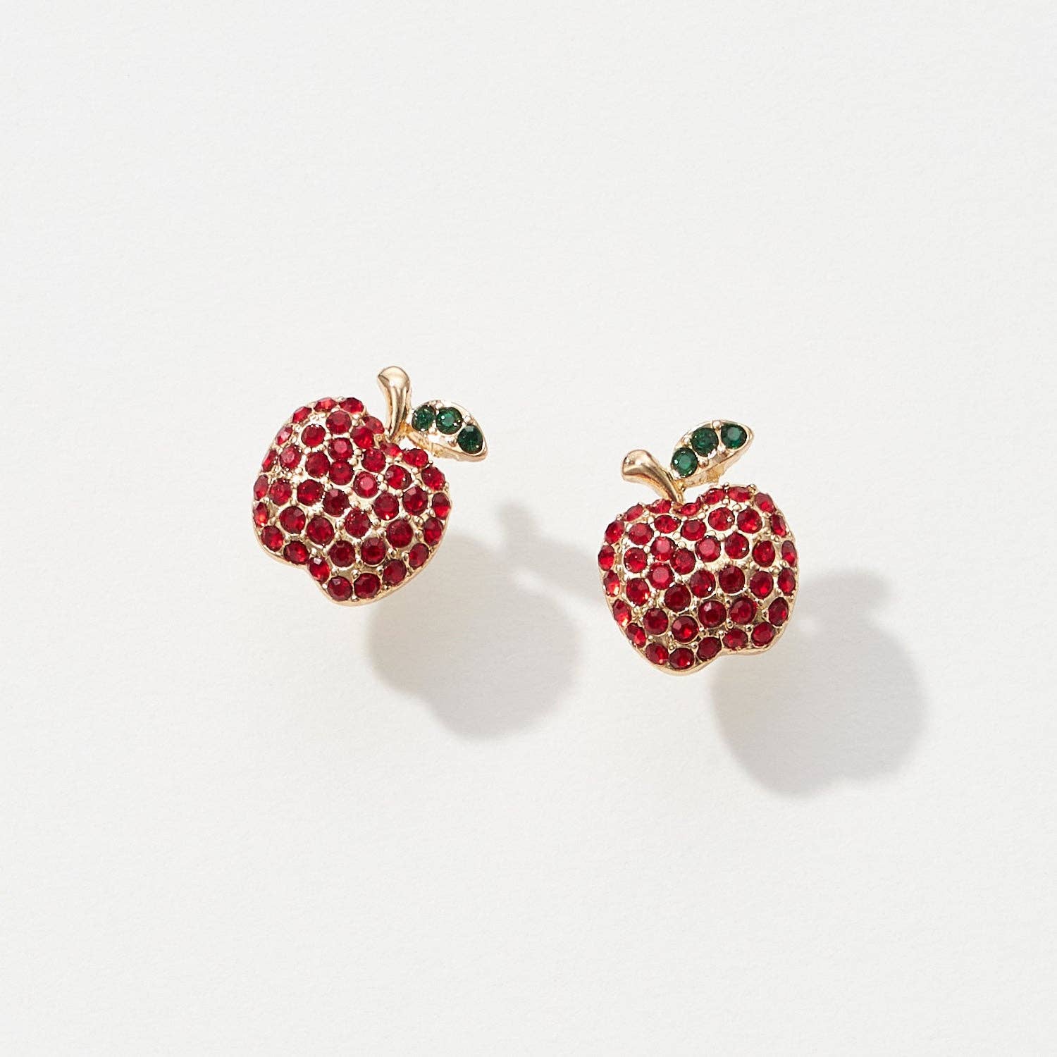 Rhinestone Apple Stud Earrings