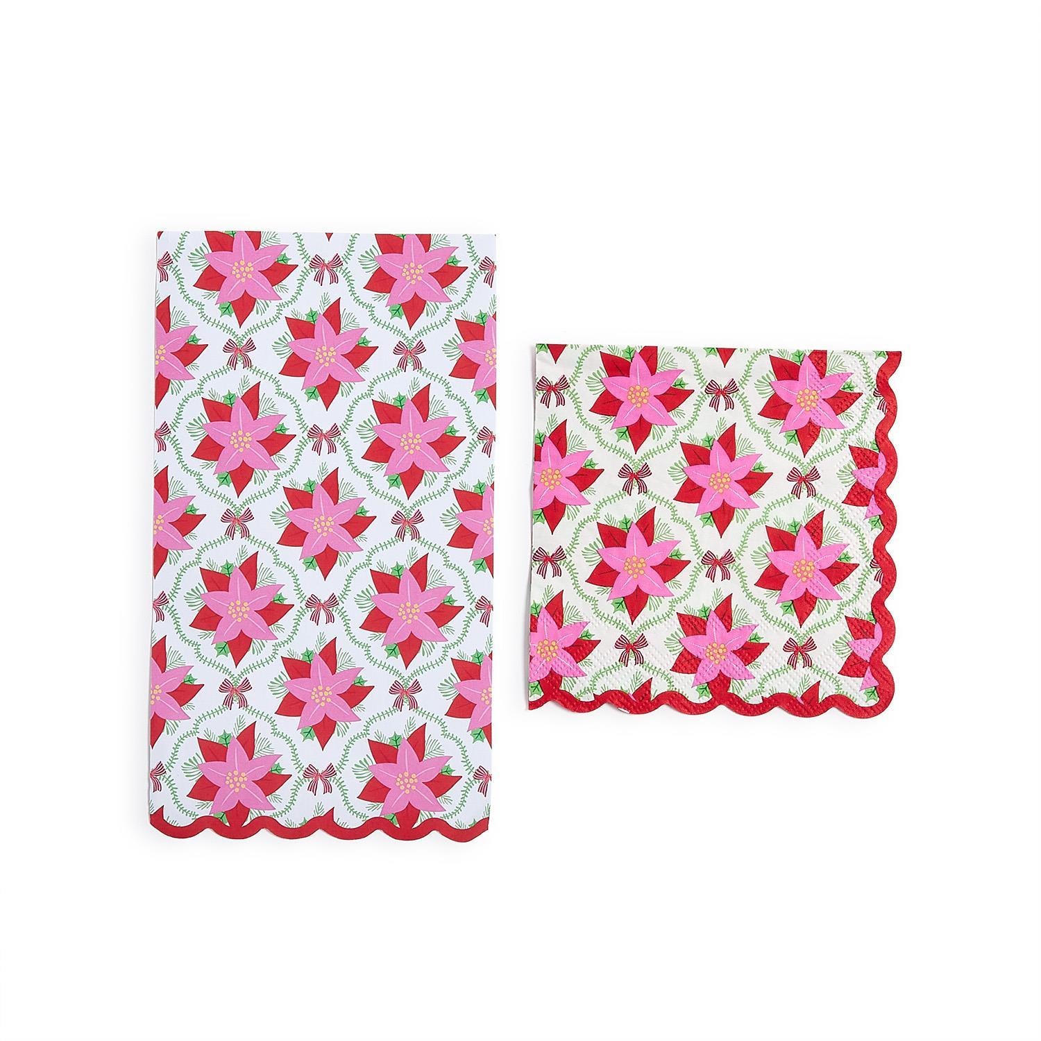 Poinsettia 30 Pc Paper Cocktail Napkins