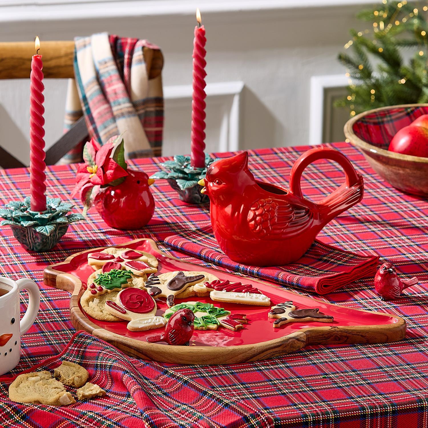Holly Berry Taper Candle Holders Set of 2