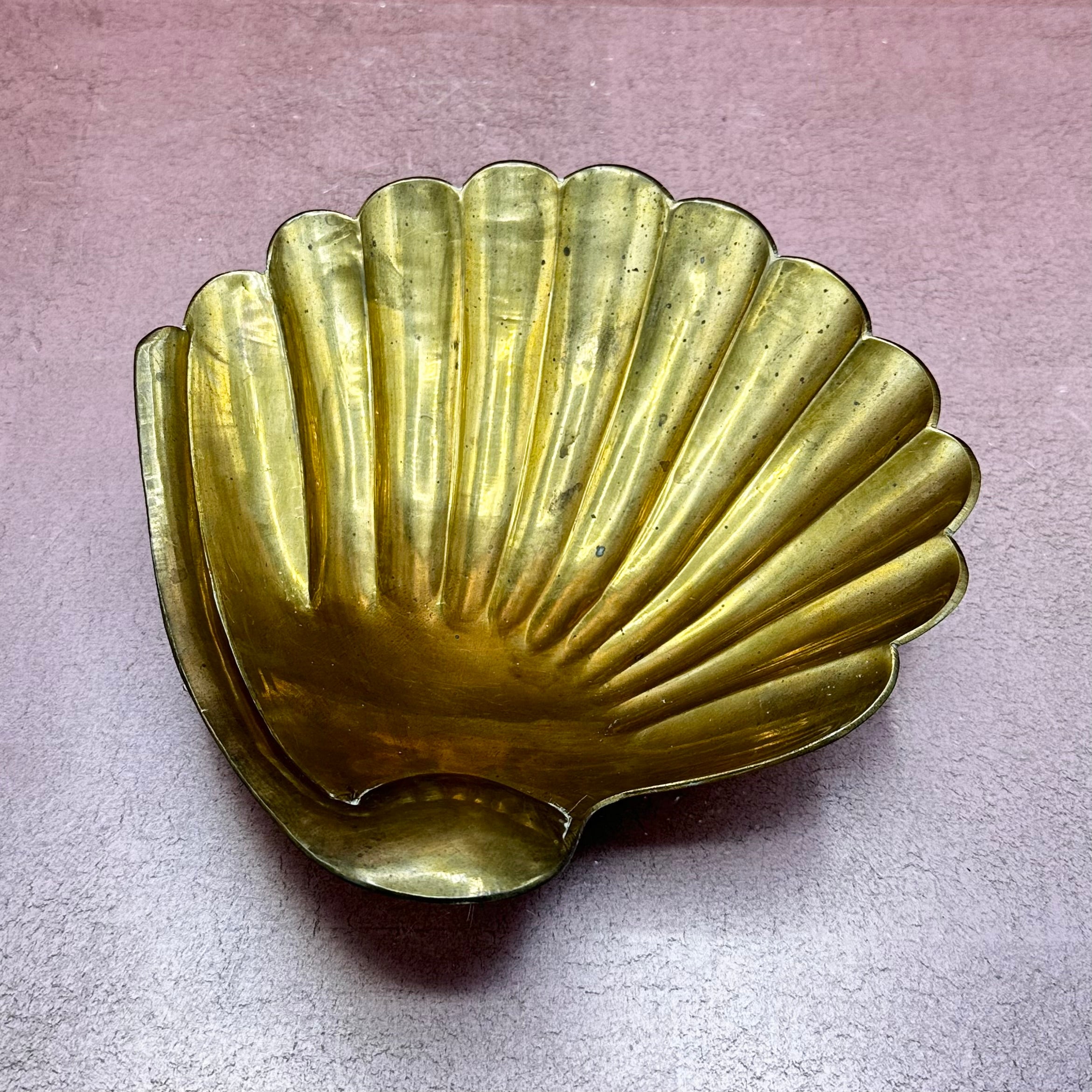 Brass MCM Shell Footed Tray