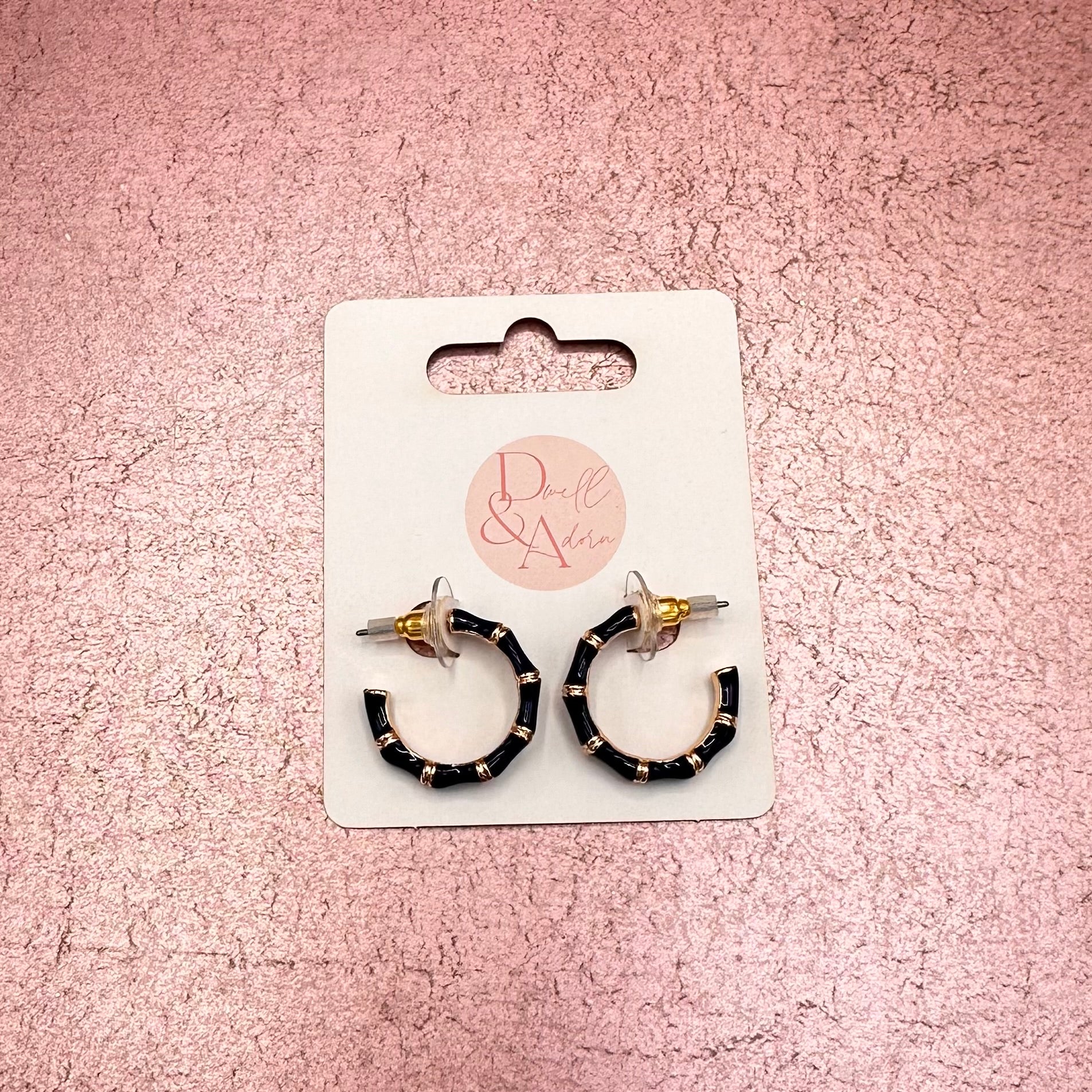 Enamel Bamboo Earrings Small Hoops