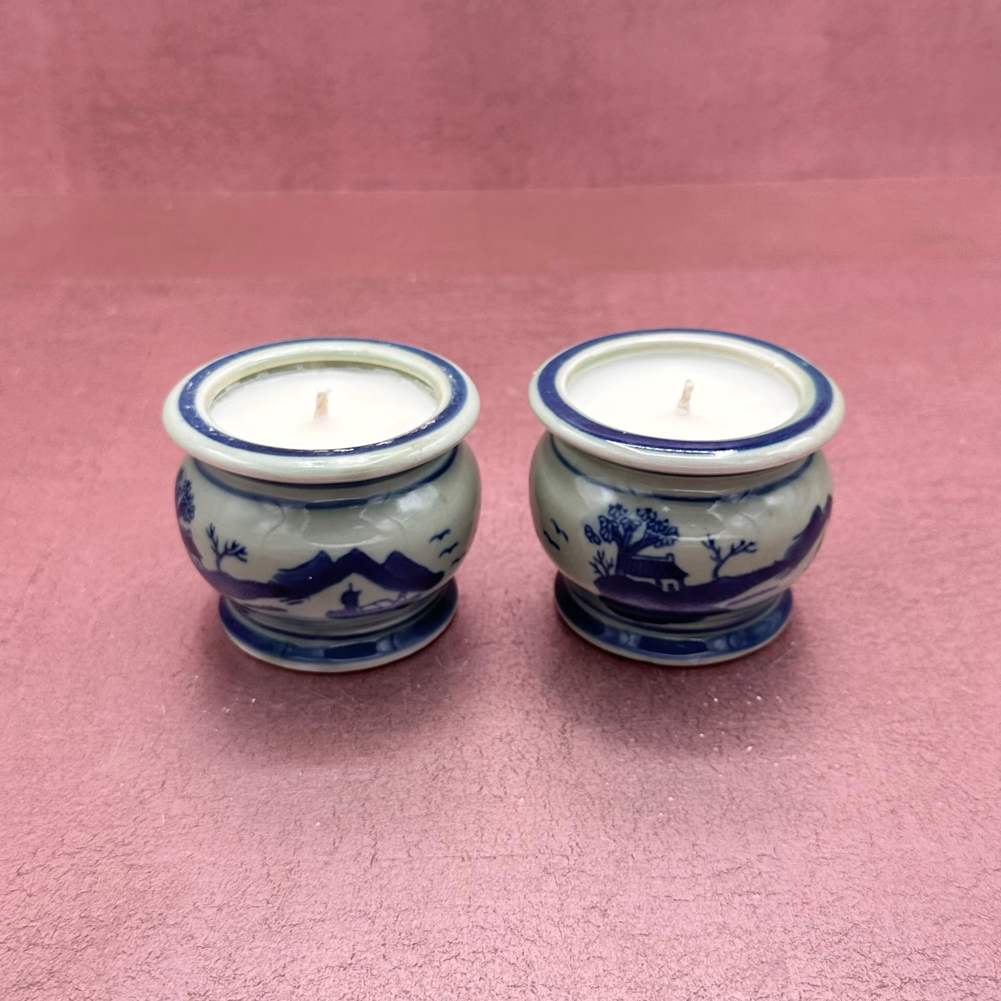 X-small Blue & White Chinoiserie Planter Candle