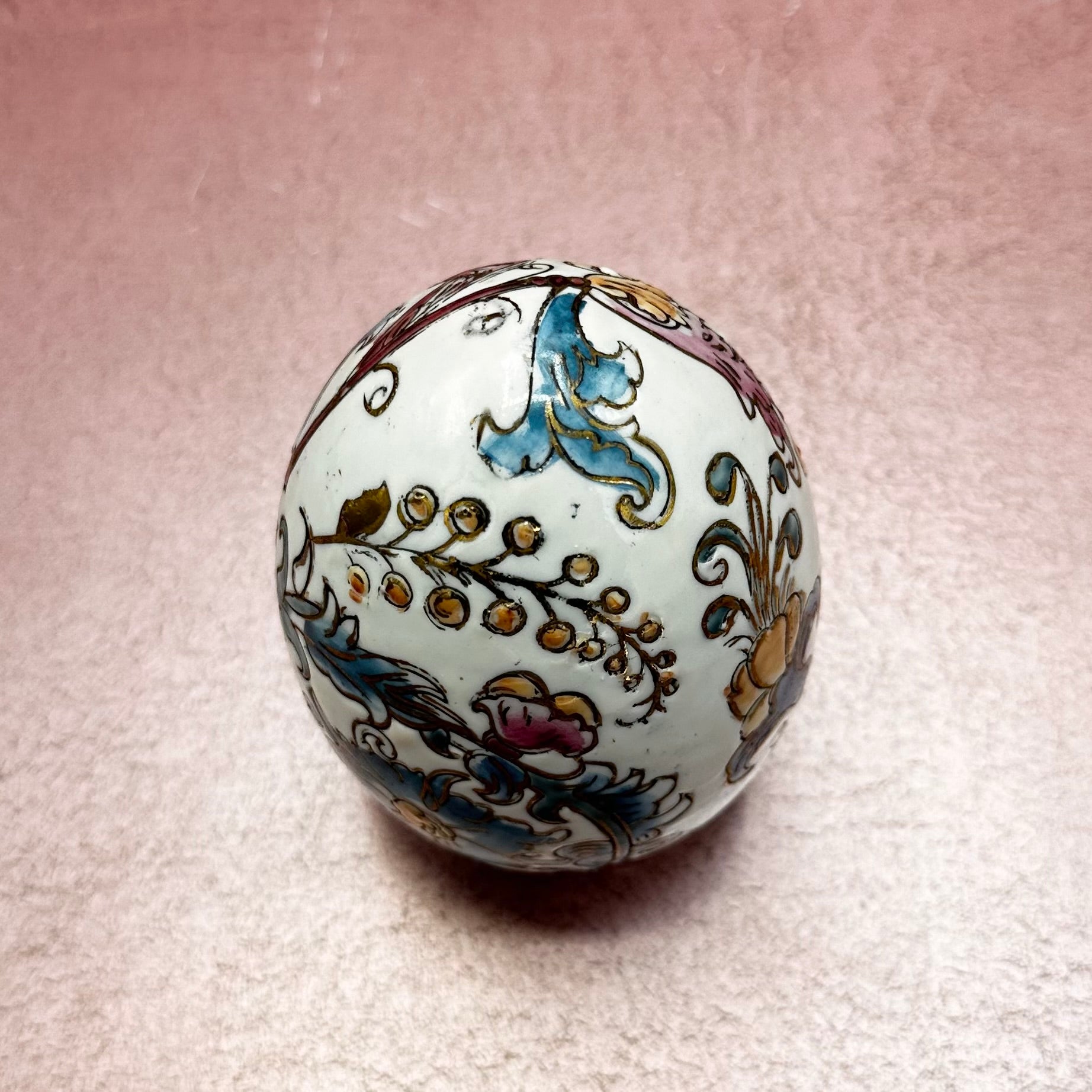 Vintage Porcelain Egg Floral Hand Painted