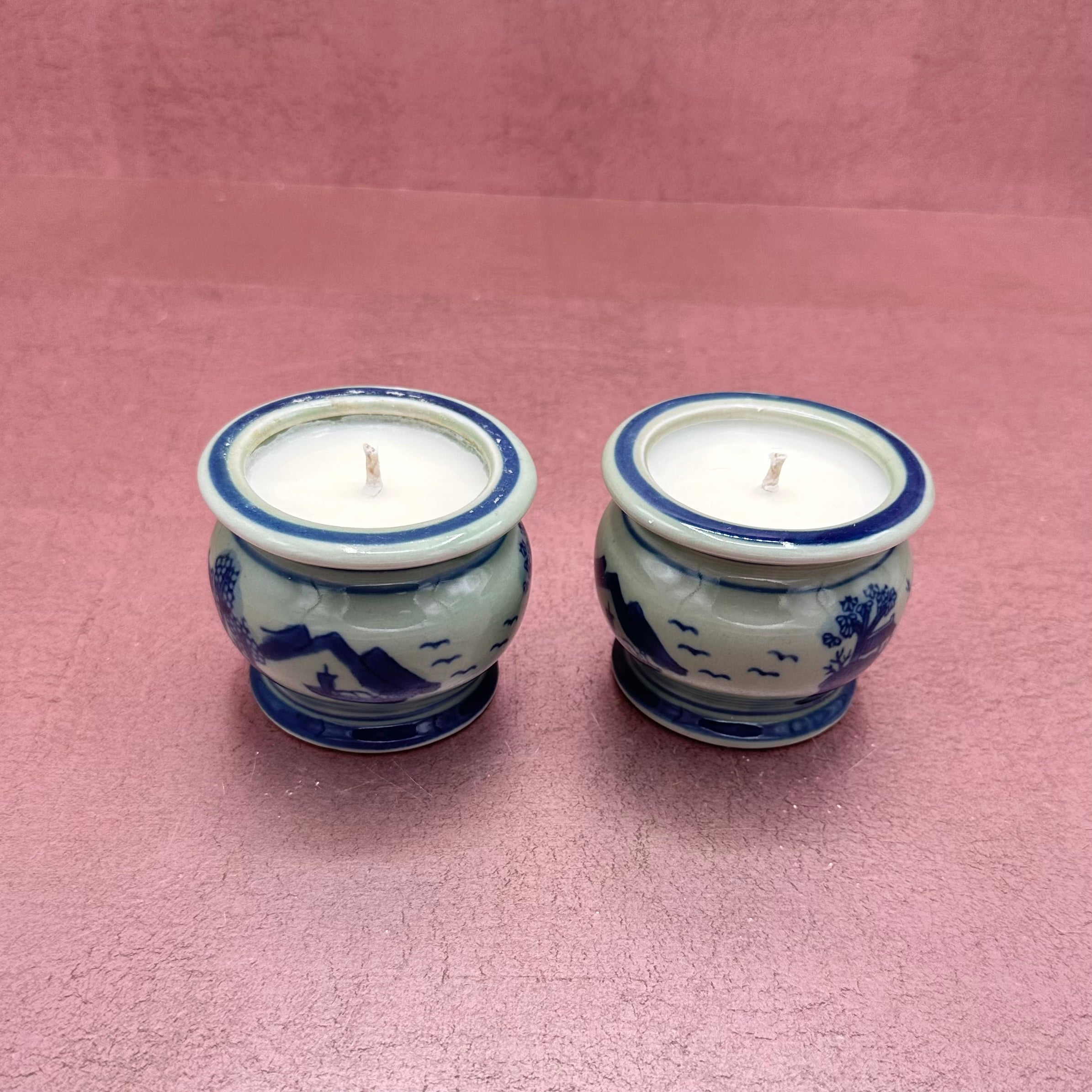 X-small Blue & White Chinoiserie Planter Candle