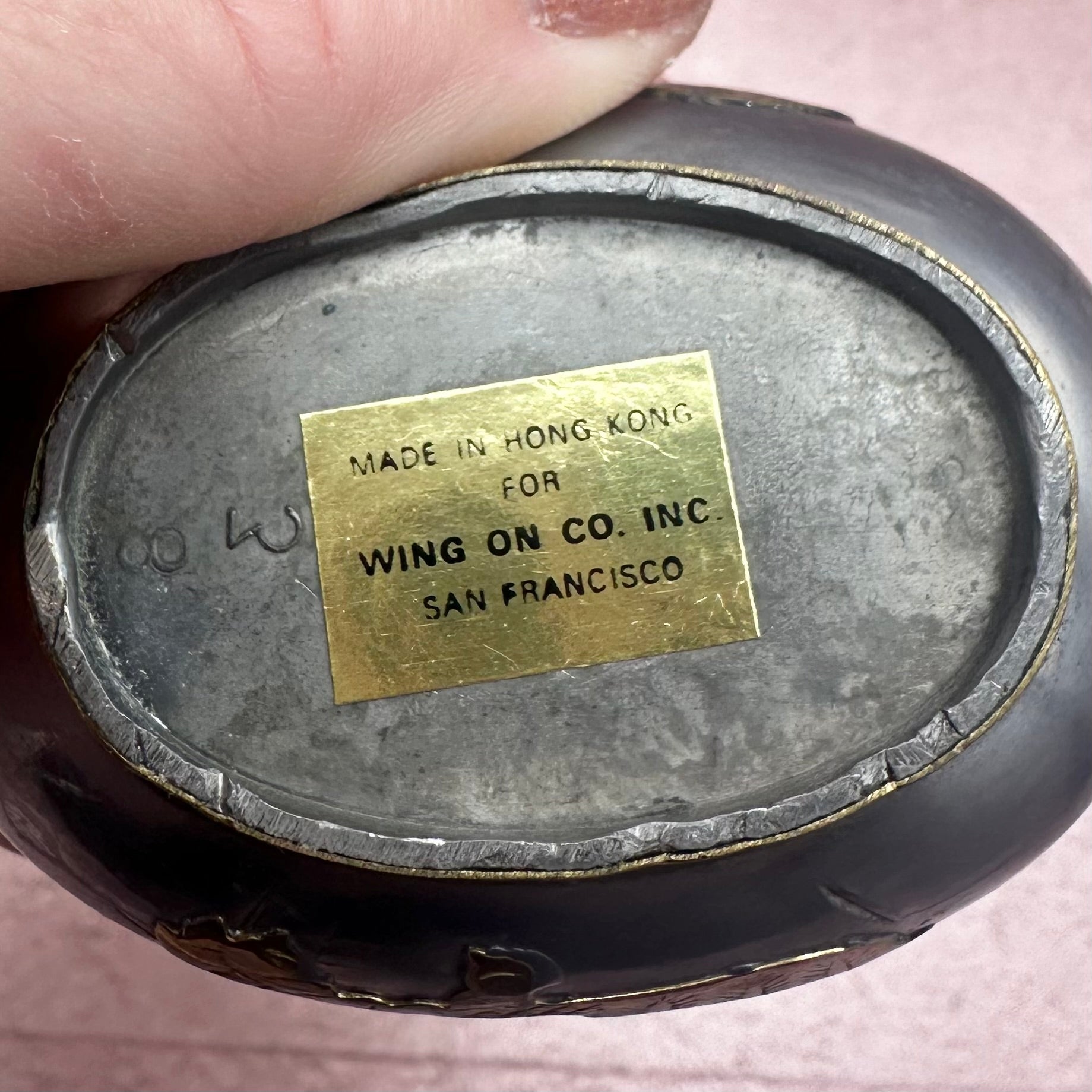 Vintage Pewter Duck Trinket Box w/ Brass Detail