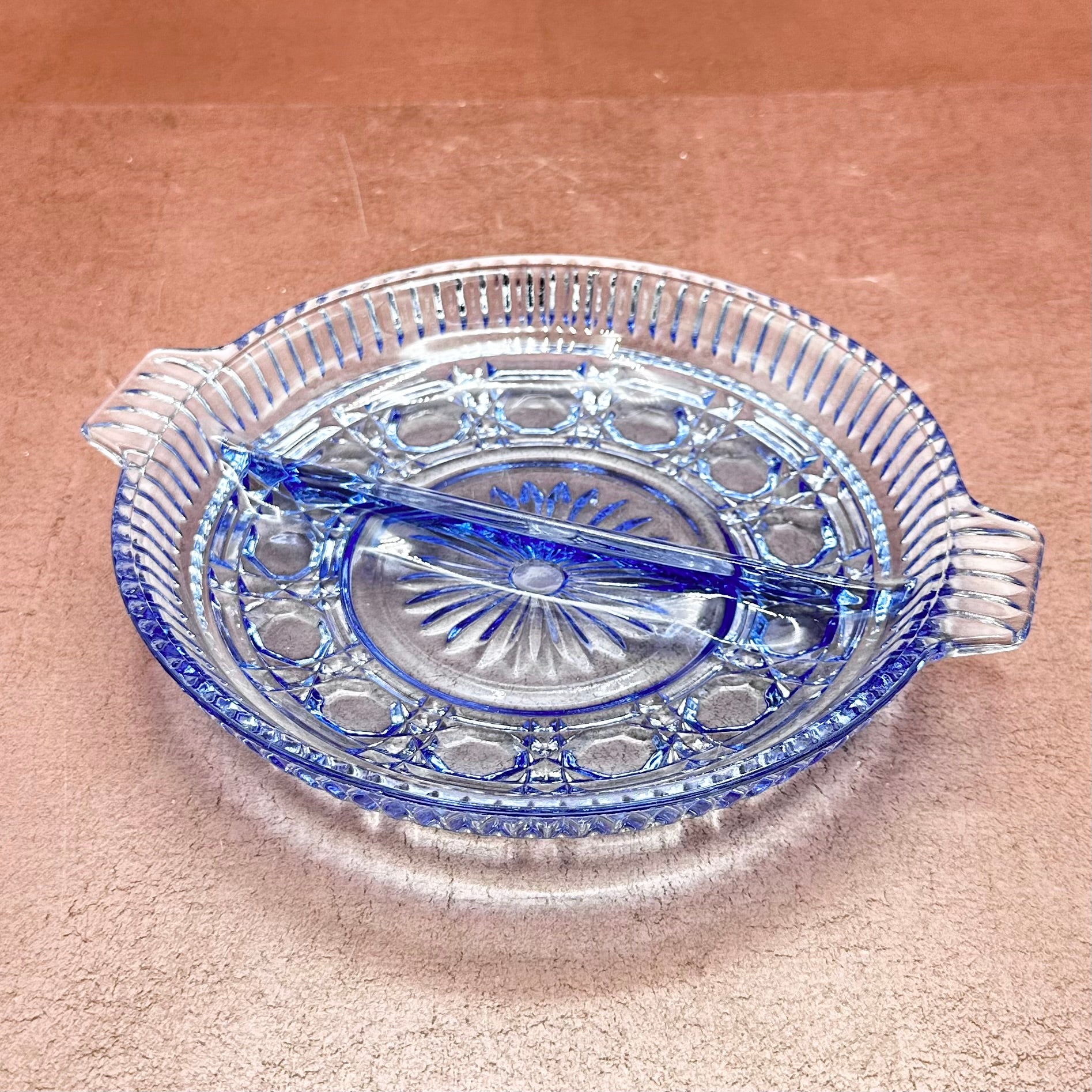 Light Blue Cane Print Divided Tray