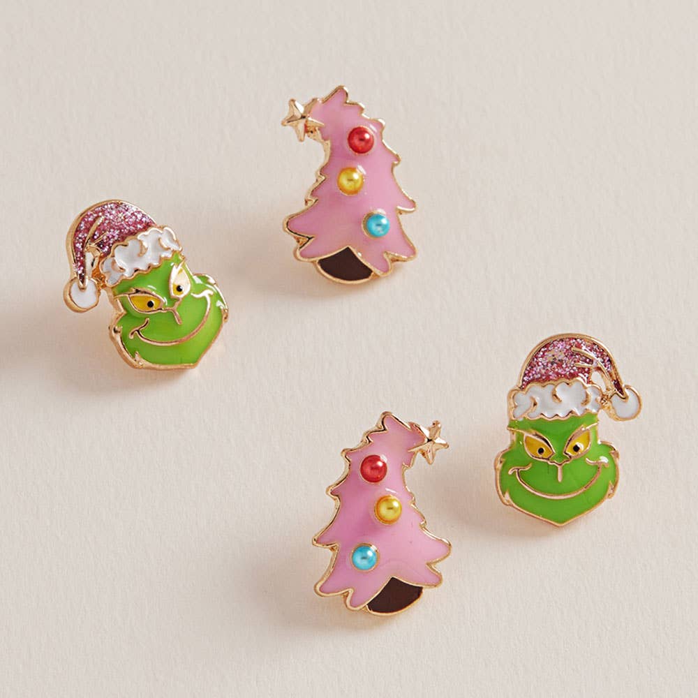 Grinch Enamel Stud Earrings