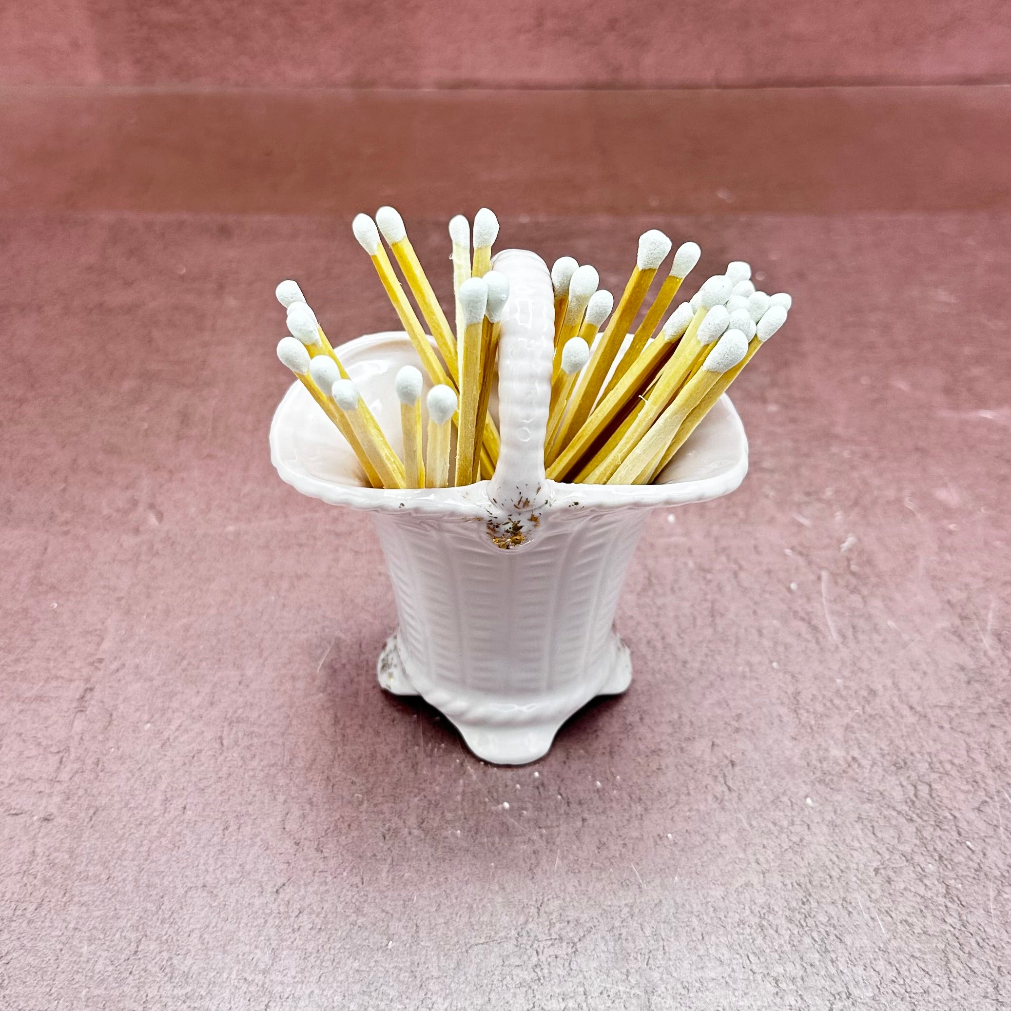 Pink w/ White Roses Basket Matchstriker