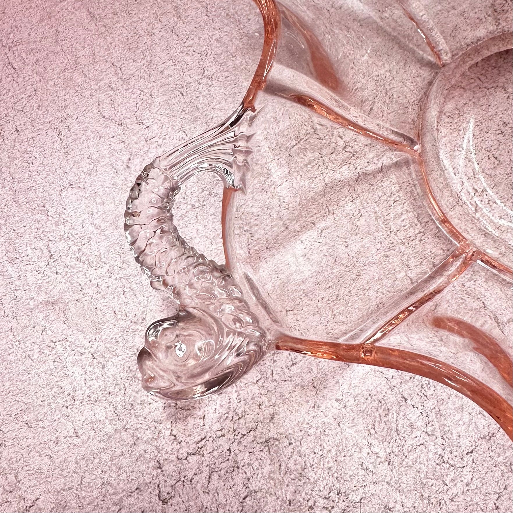 Pink Ruffle Glass Dolphin Tray