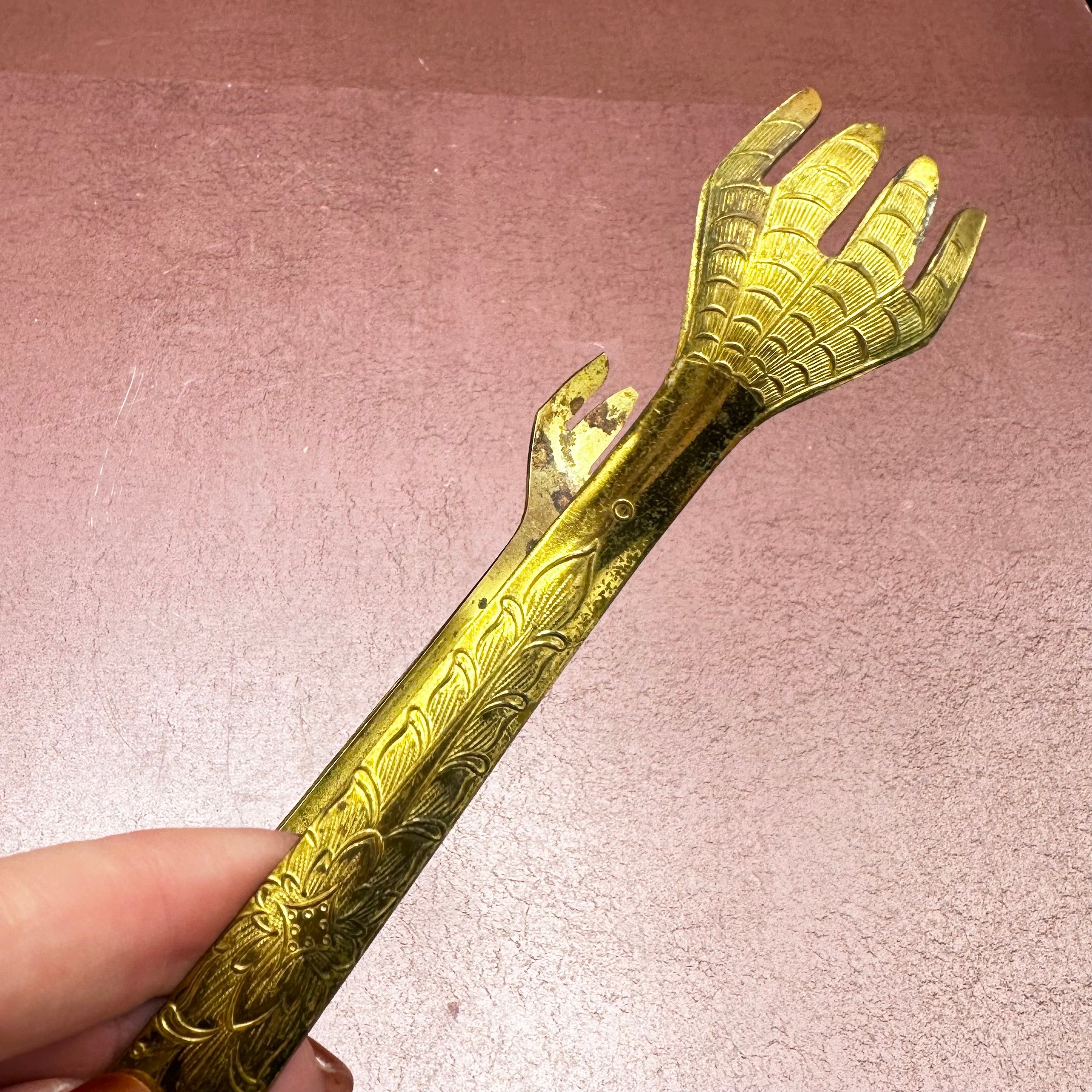 Brass Claw Etched Tongs