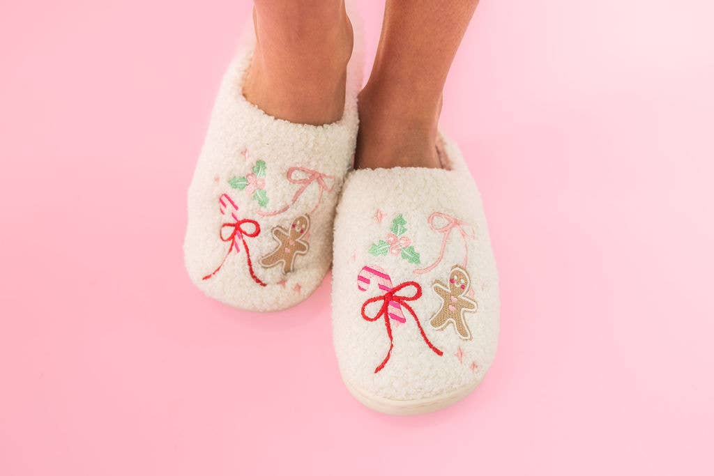 Gingerbread Bows - Christmas Sweets Slippers Adult