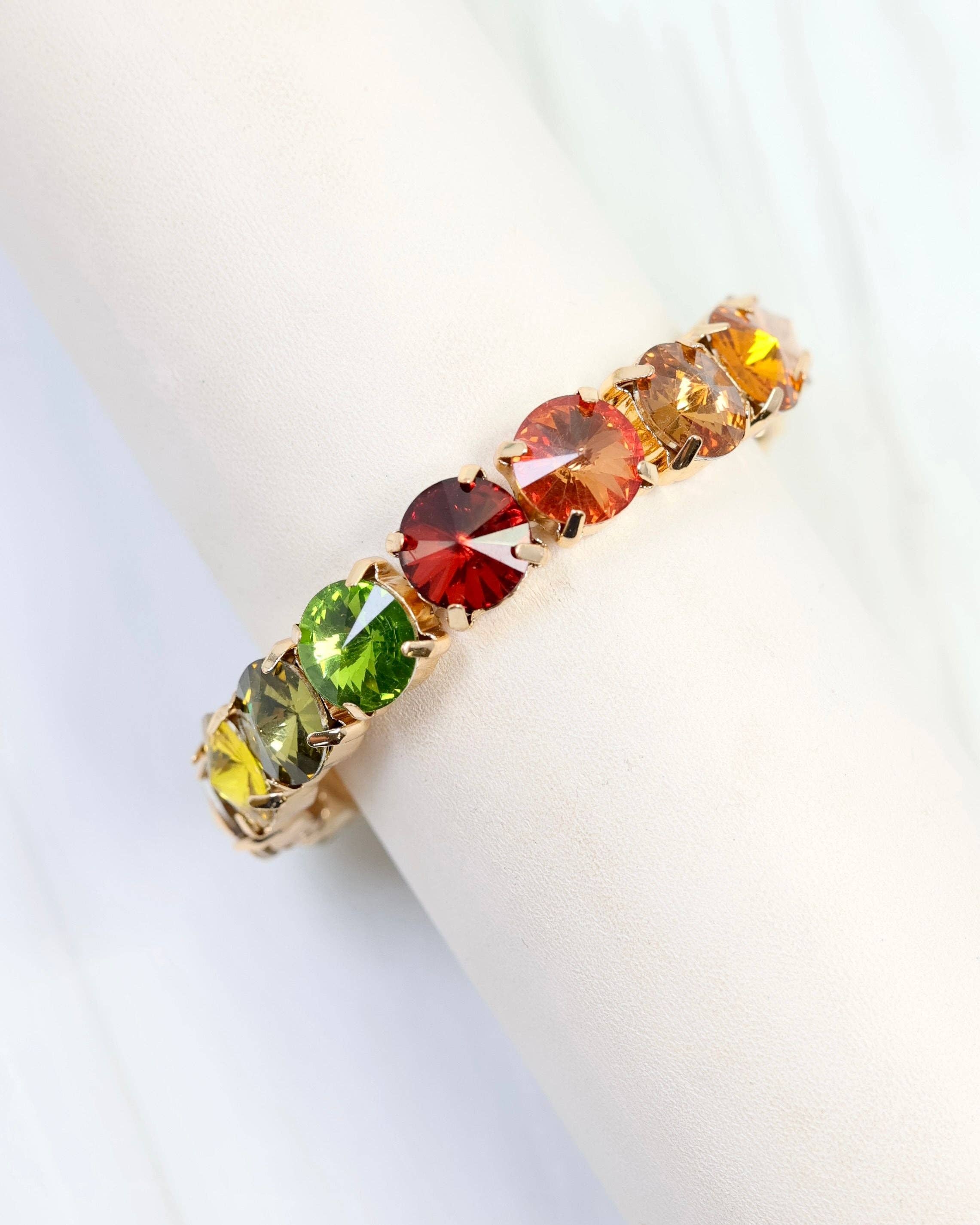 Harper Rhinestone Bracelet Olive