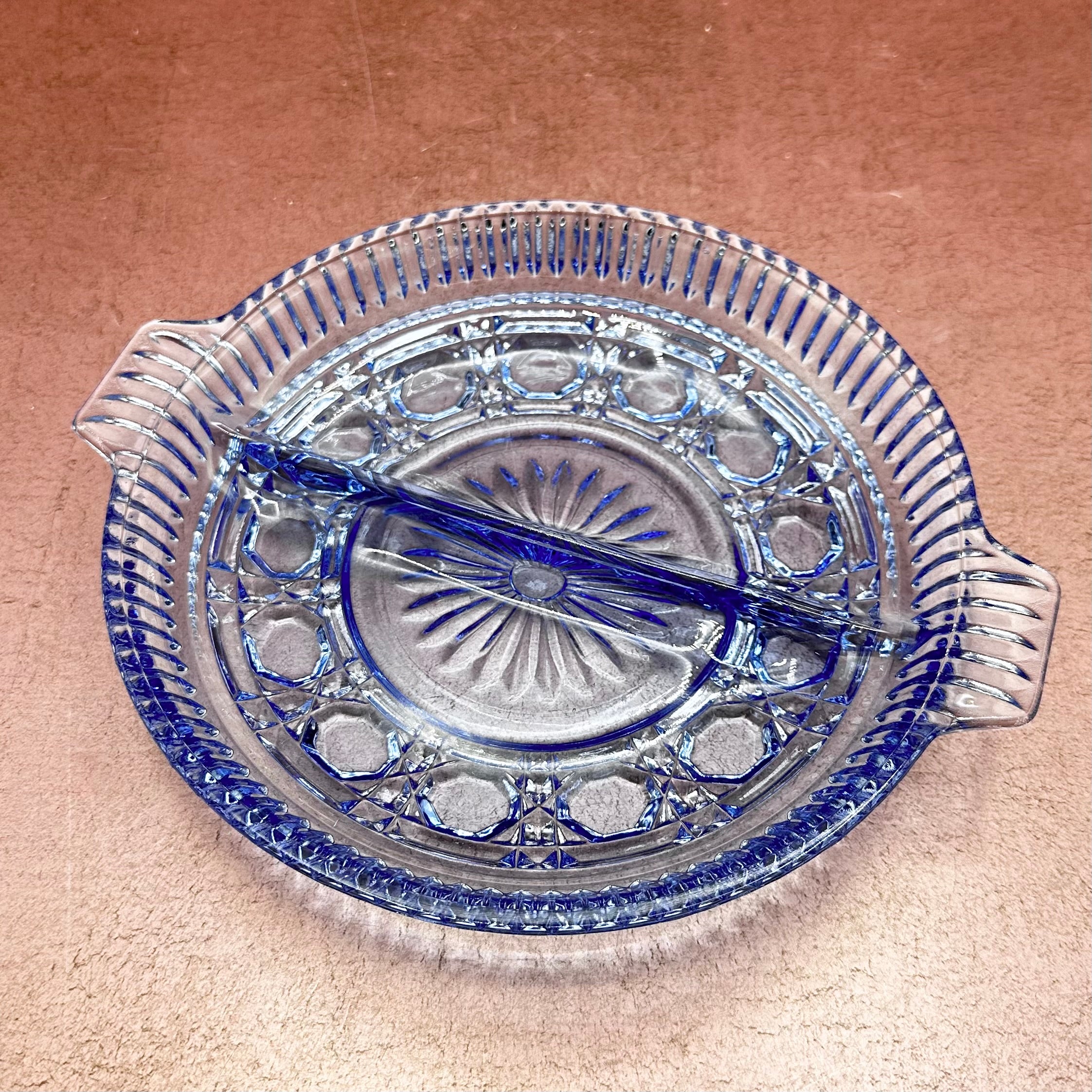 Light Blue Cane Print Divided Tray