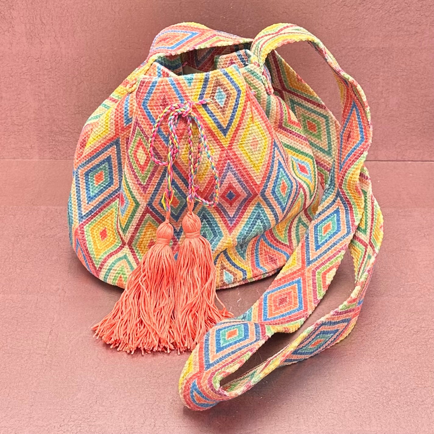Rainbow Diamond Crossbody Bucket Bag